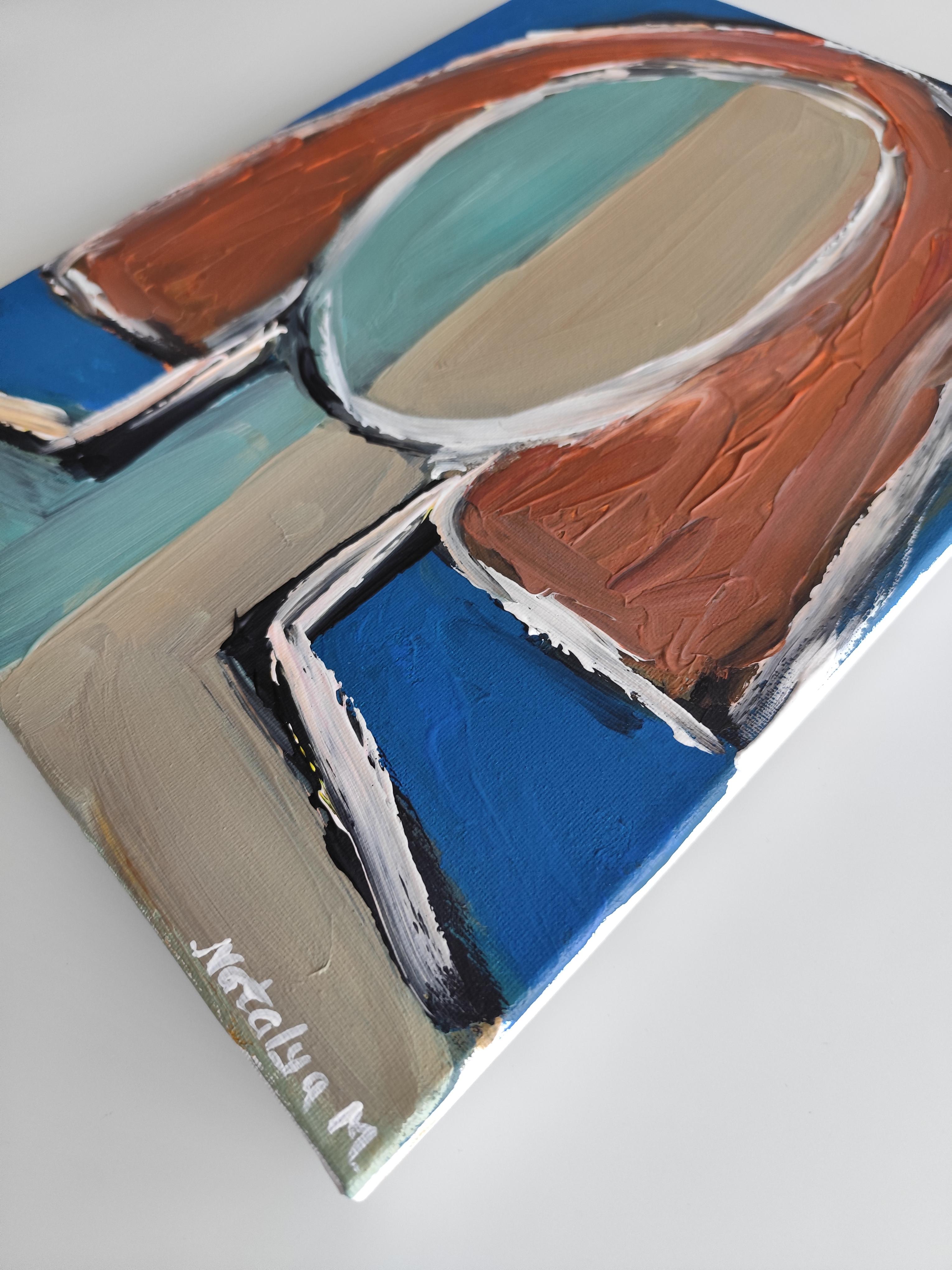 Modern abstract faceless portrait woman acrylic painting canvas 