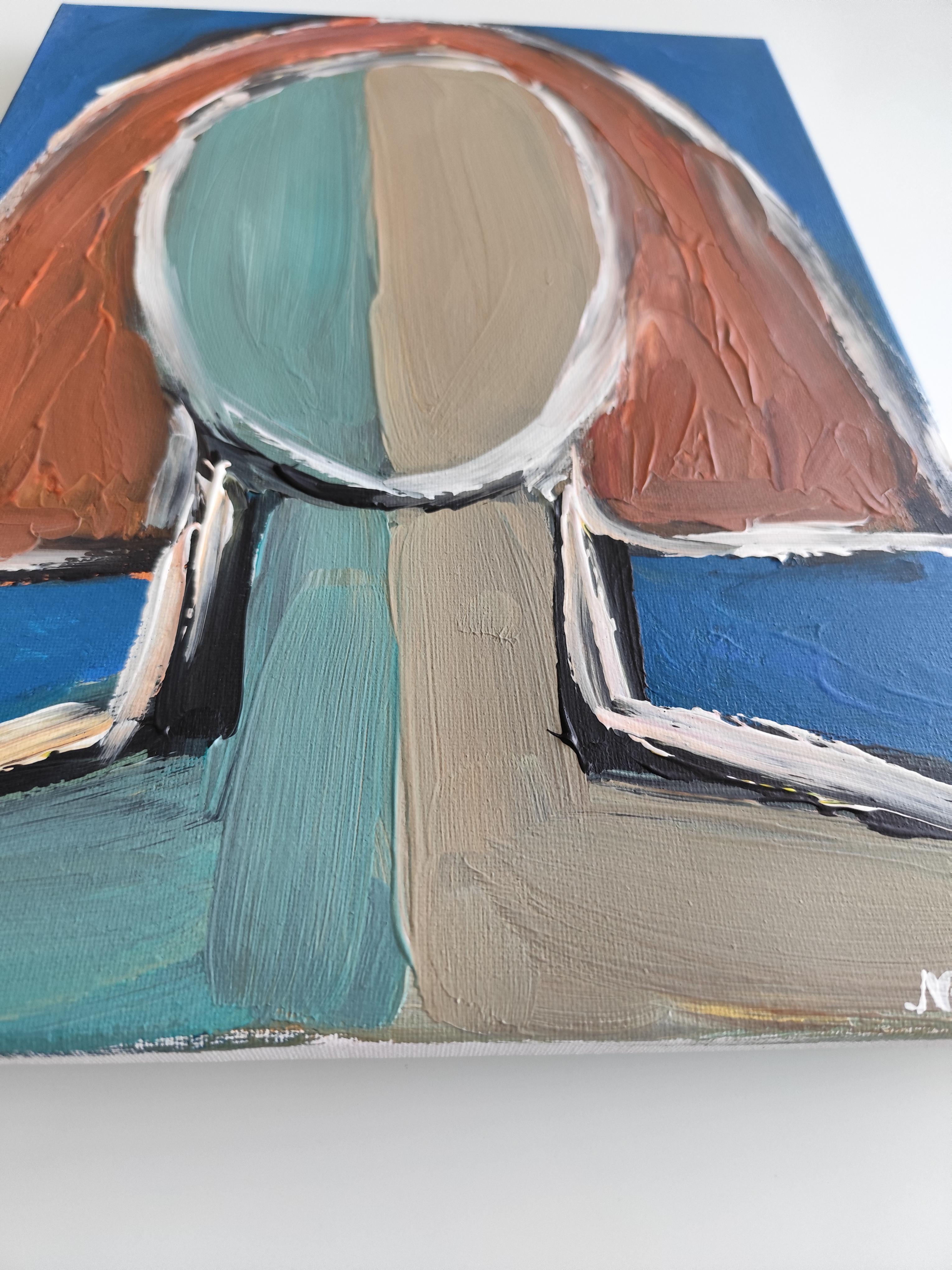 Modern abstract faceless portrait woman acrylic painting canvas 