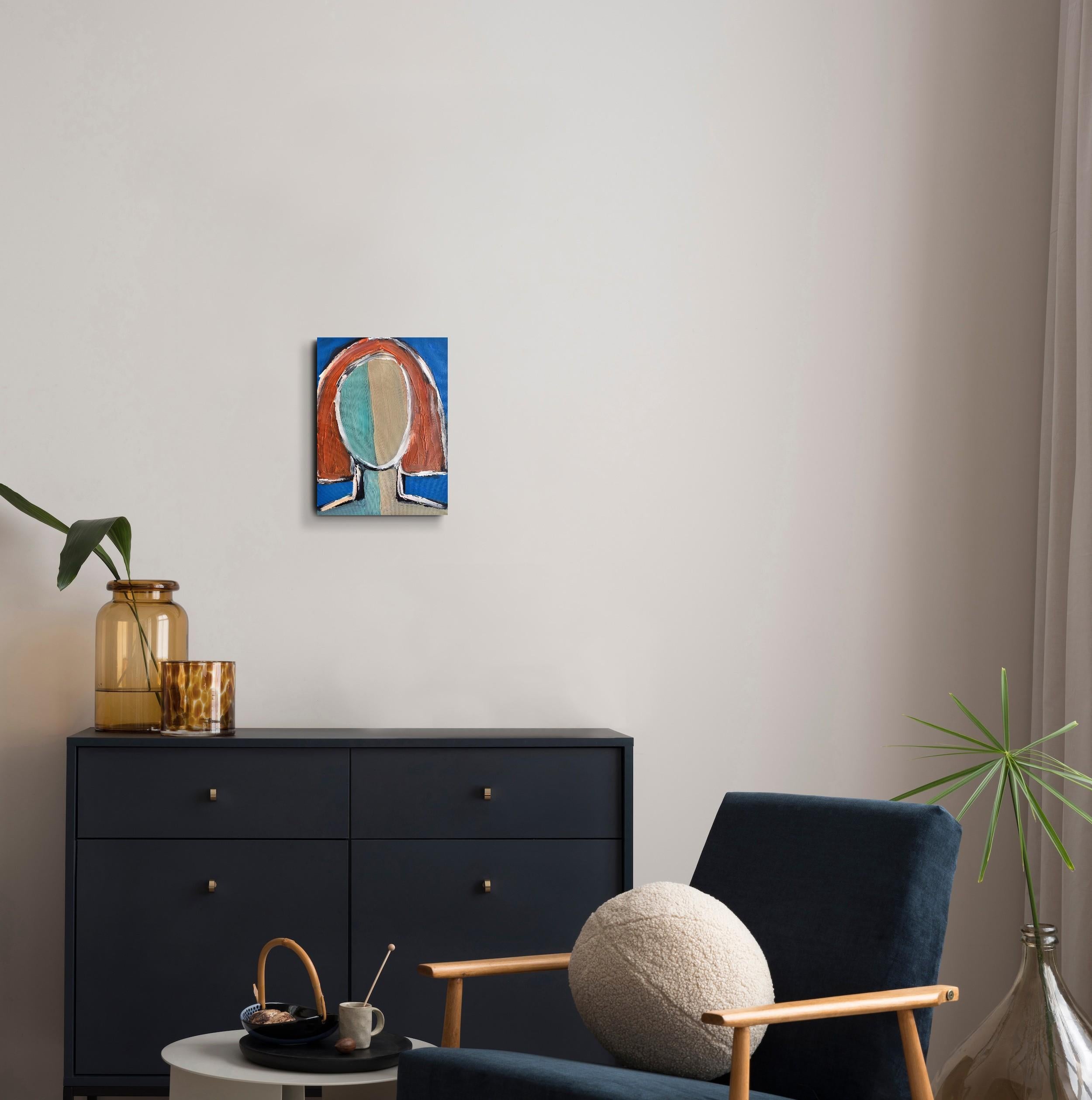 Modern abstract faceless portrait woman acrylic painting canvas 