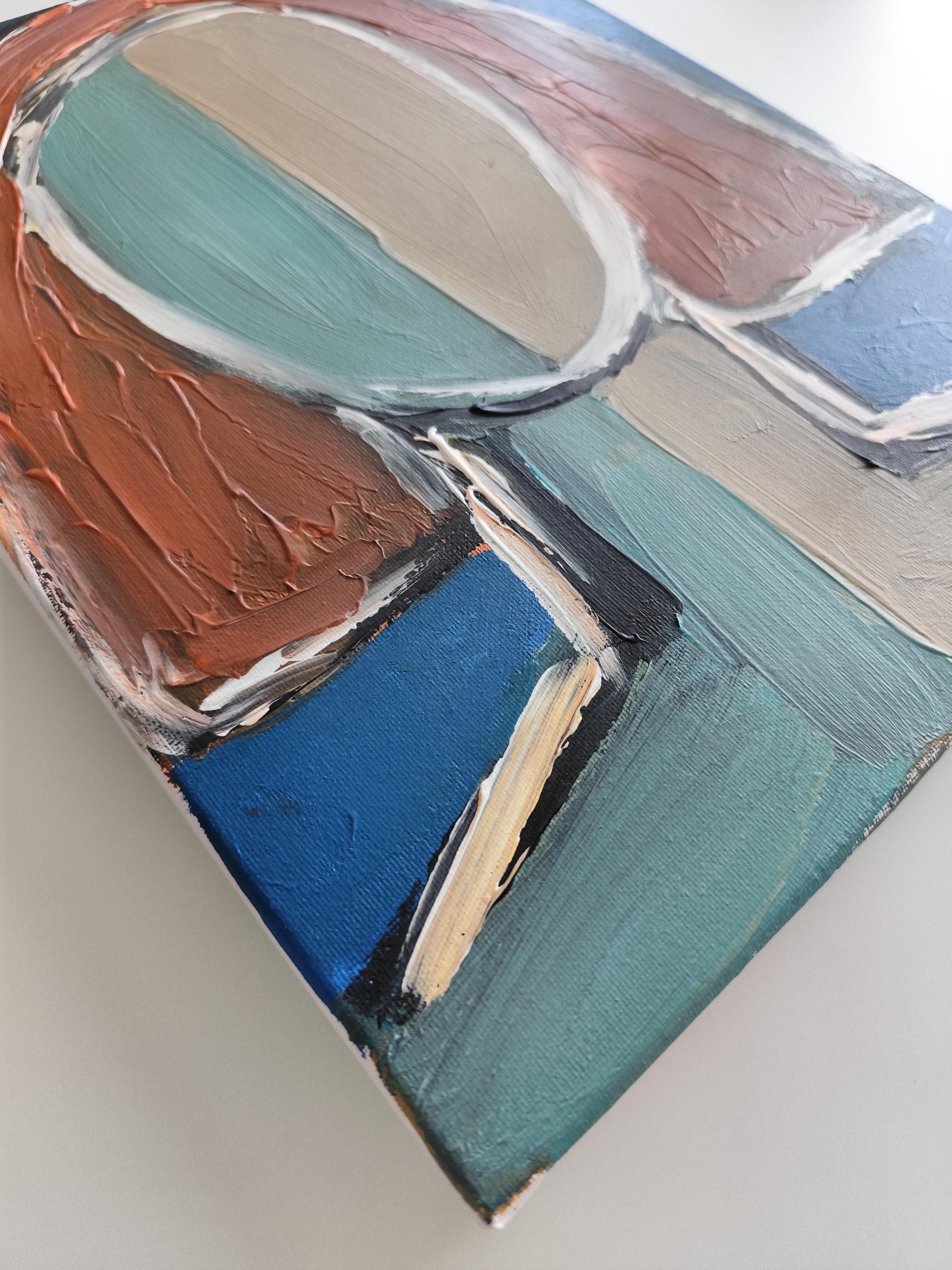 Modern abstract faceless portrait woman acrylic painting canvas 