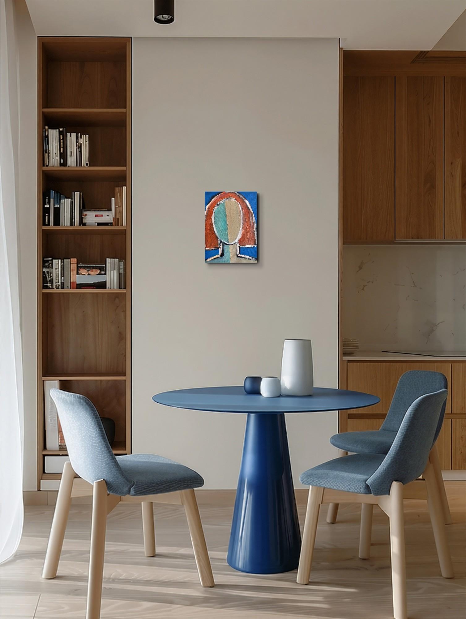 Modern abstract faceless portrait woman acrylic painting canvas 