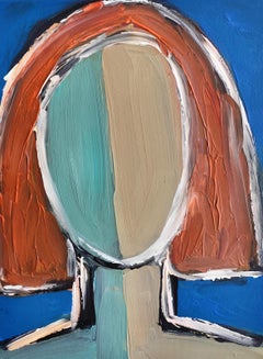 Modern abstract faceless portrait woman acrylic painting canvas "Radiant Force"