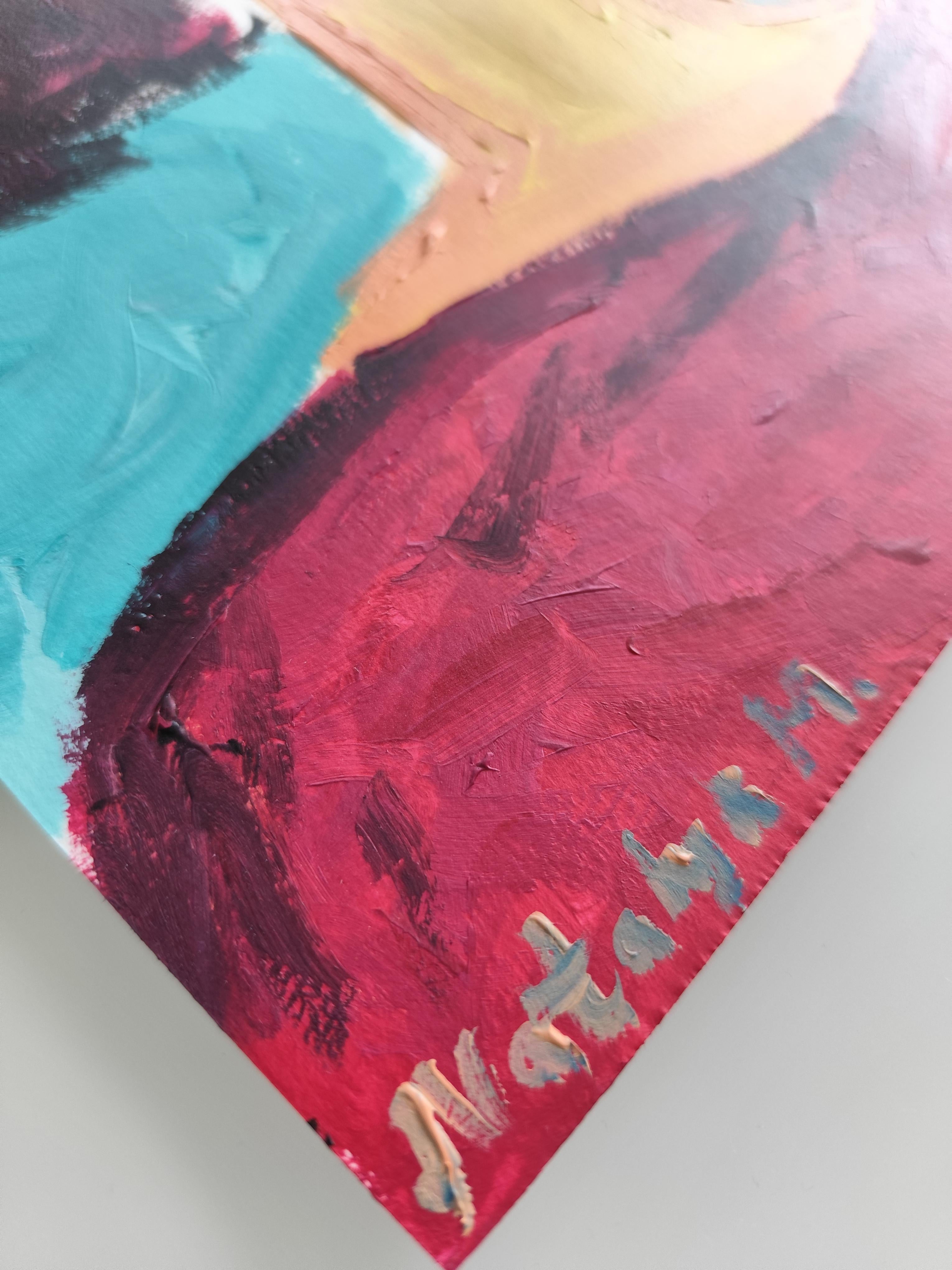 Modern abstract  faceless woman's portrait acrylic on paper 