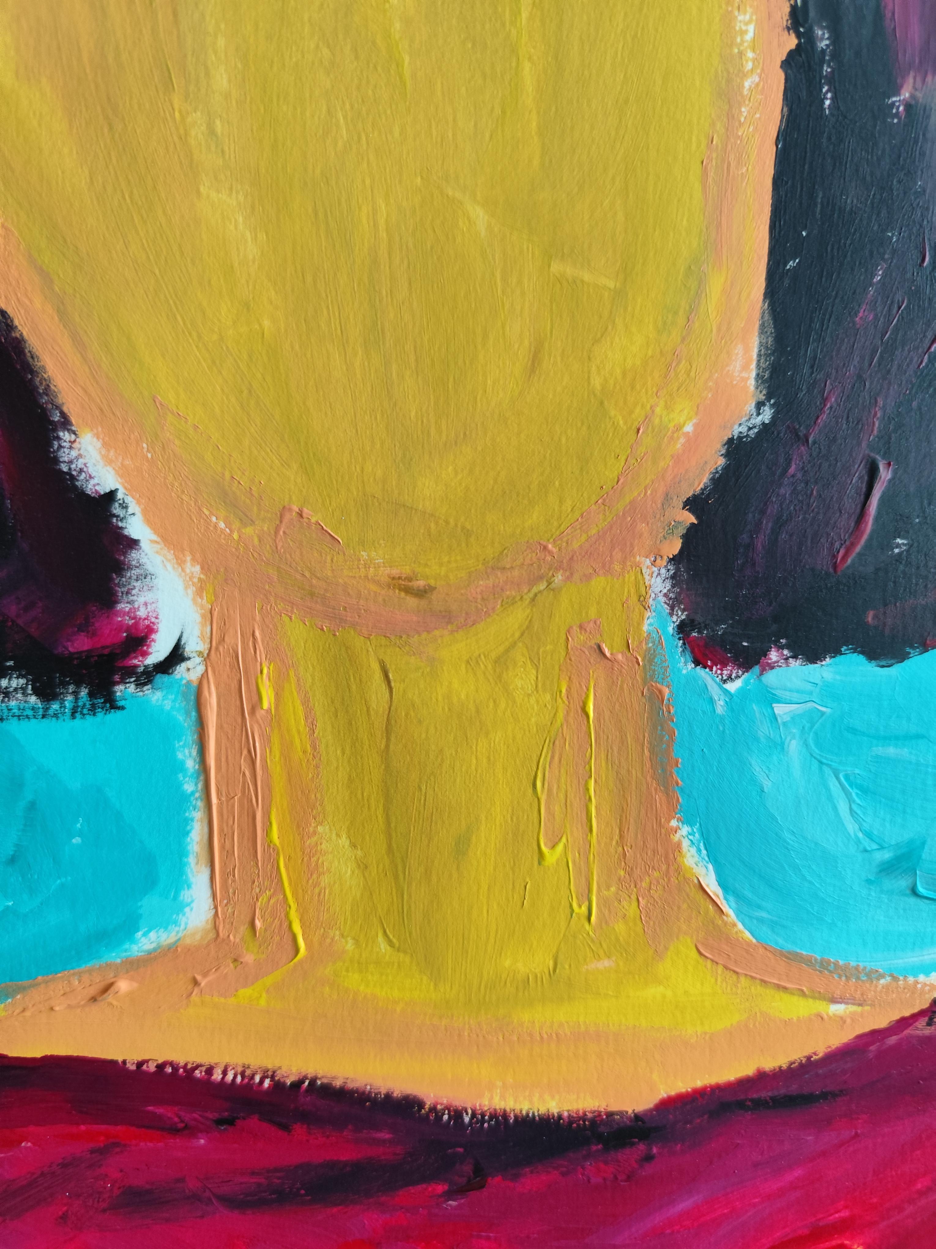 Modern abstract  faceless woman's portrait acrylic on paper 