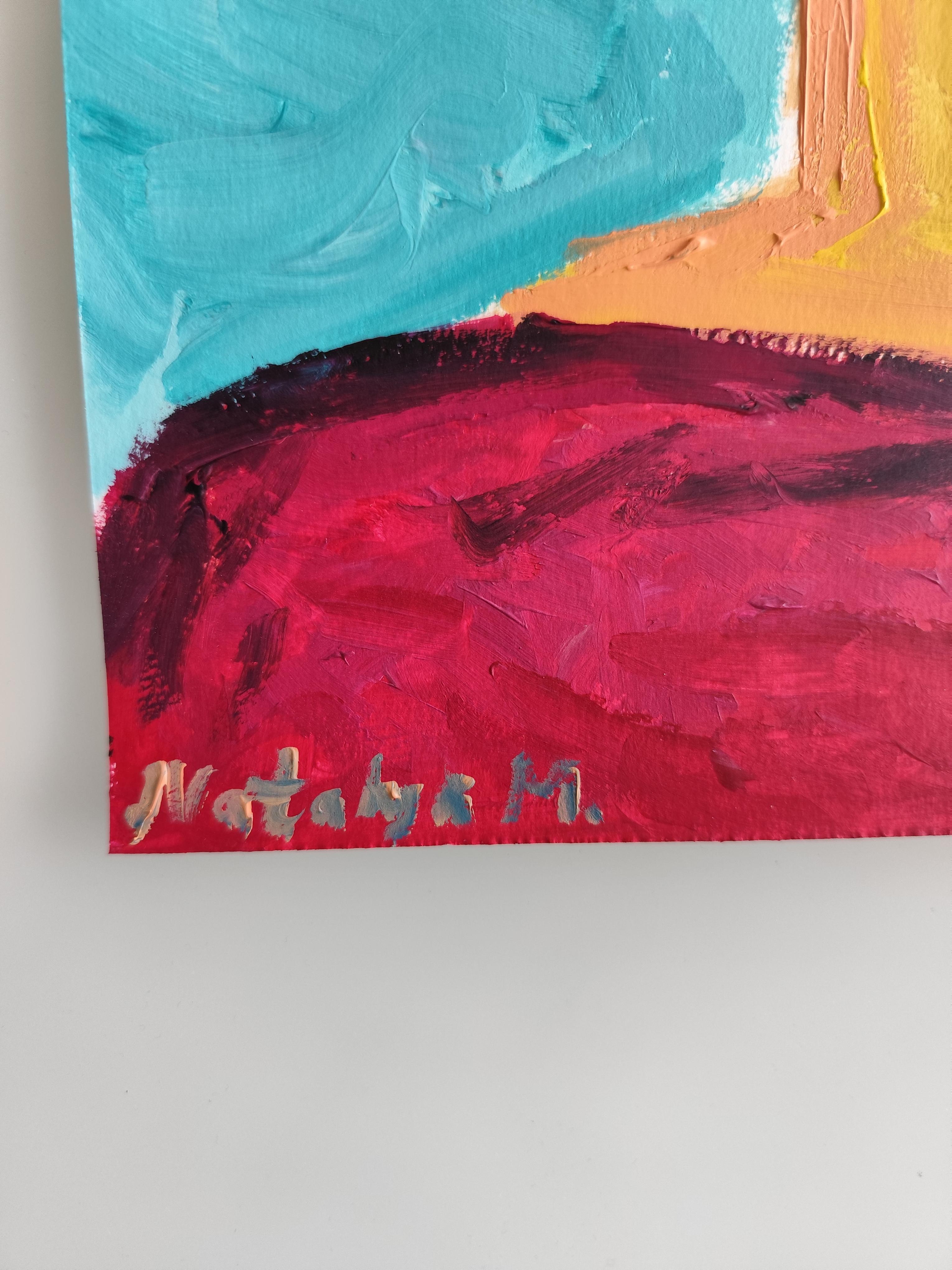 Modern abstract  faceless woman's portrait acrylic on paper 