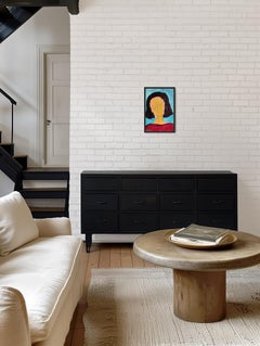 Modern abstract  faceless woman's portrait acrylic on paper "Radiant Being"