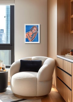 Modern abstract figurative woman's portrait acrylic painting "Between times"