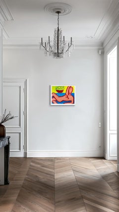 Retrato moderno abstracto figurativo de mujer  pintura acrílica "Ahora y más allá"