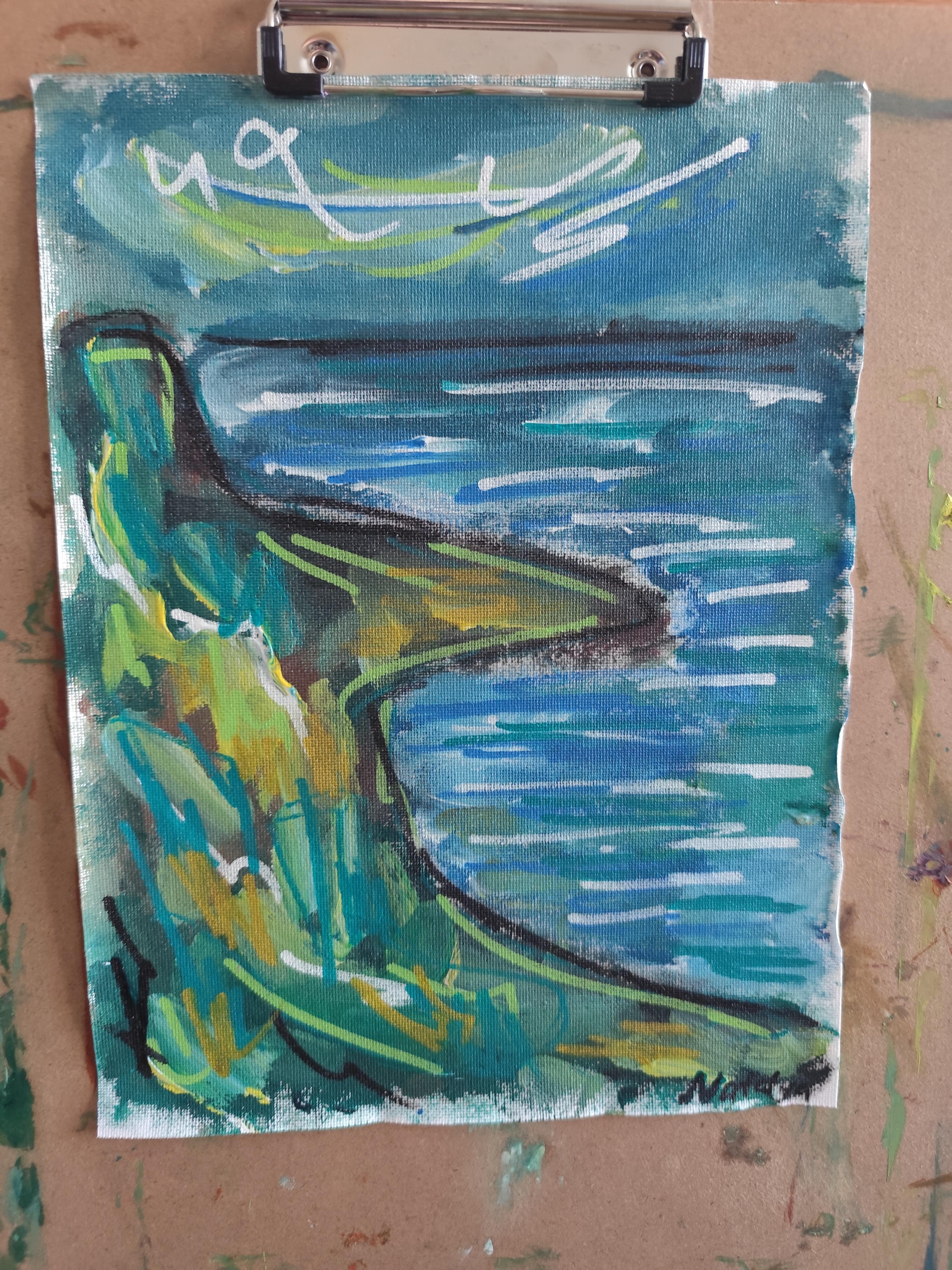 Modernes abstraktes impressionistisches Küstengemälde 