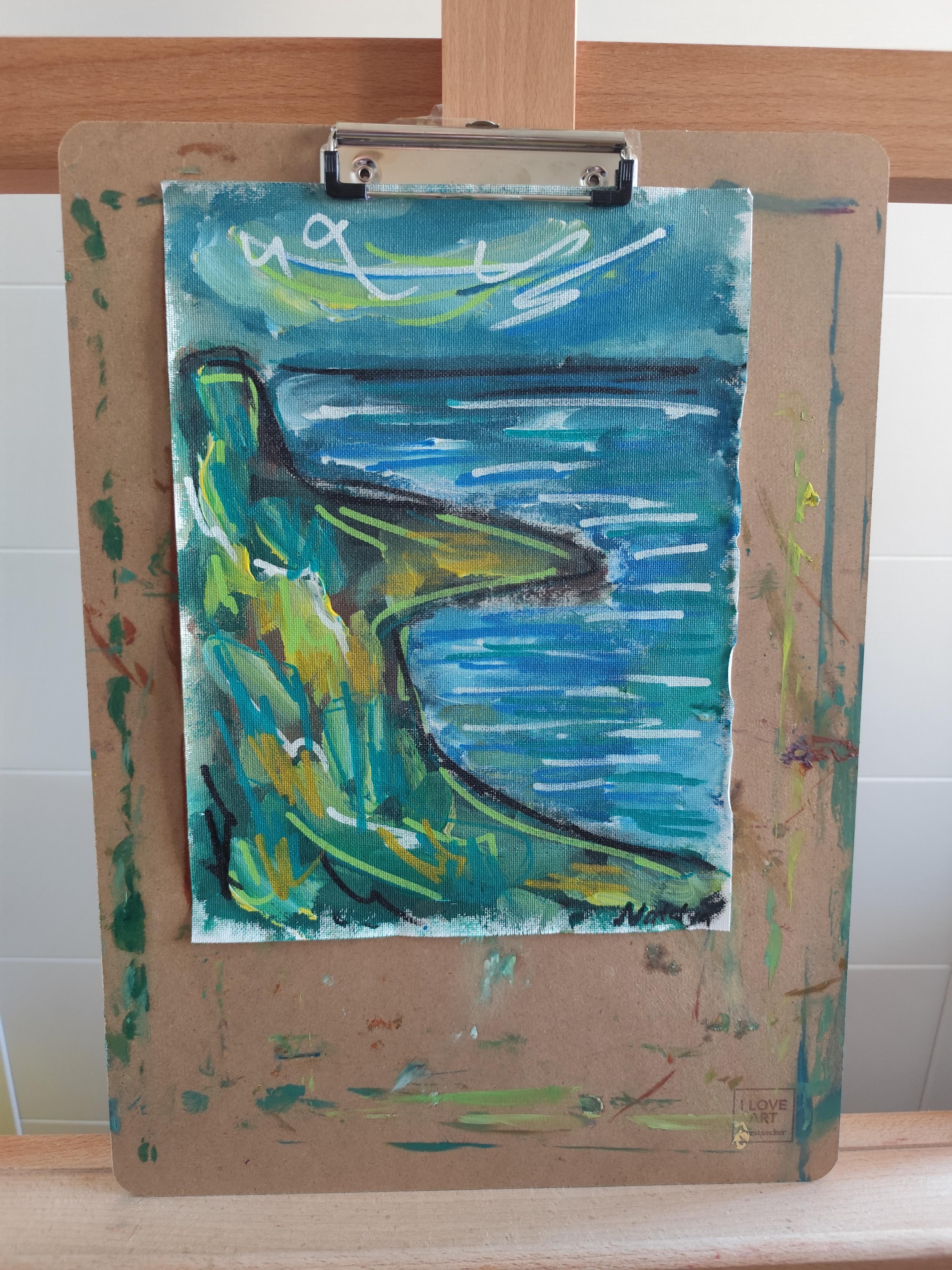 Modernes abstraktes impressionistisches Küstengemälde 