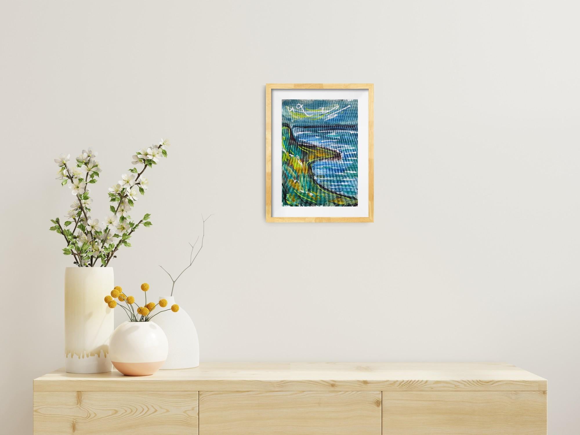 Dieses zeitgenössische abstrakte expressionistische Gemälde mit Meerblick wurde von der französischen Künstlerin Natalya Mougenot im Rahmen ihrer fortlaufenden Serie geschaffen, die von den emotionalen Landschaften und natürlichen Rhythmen der