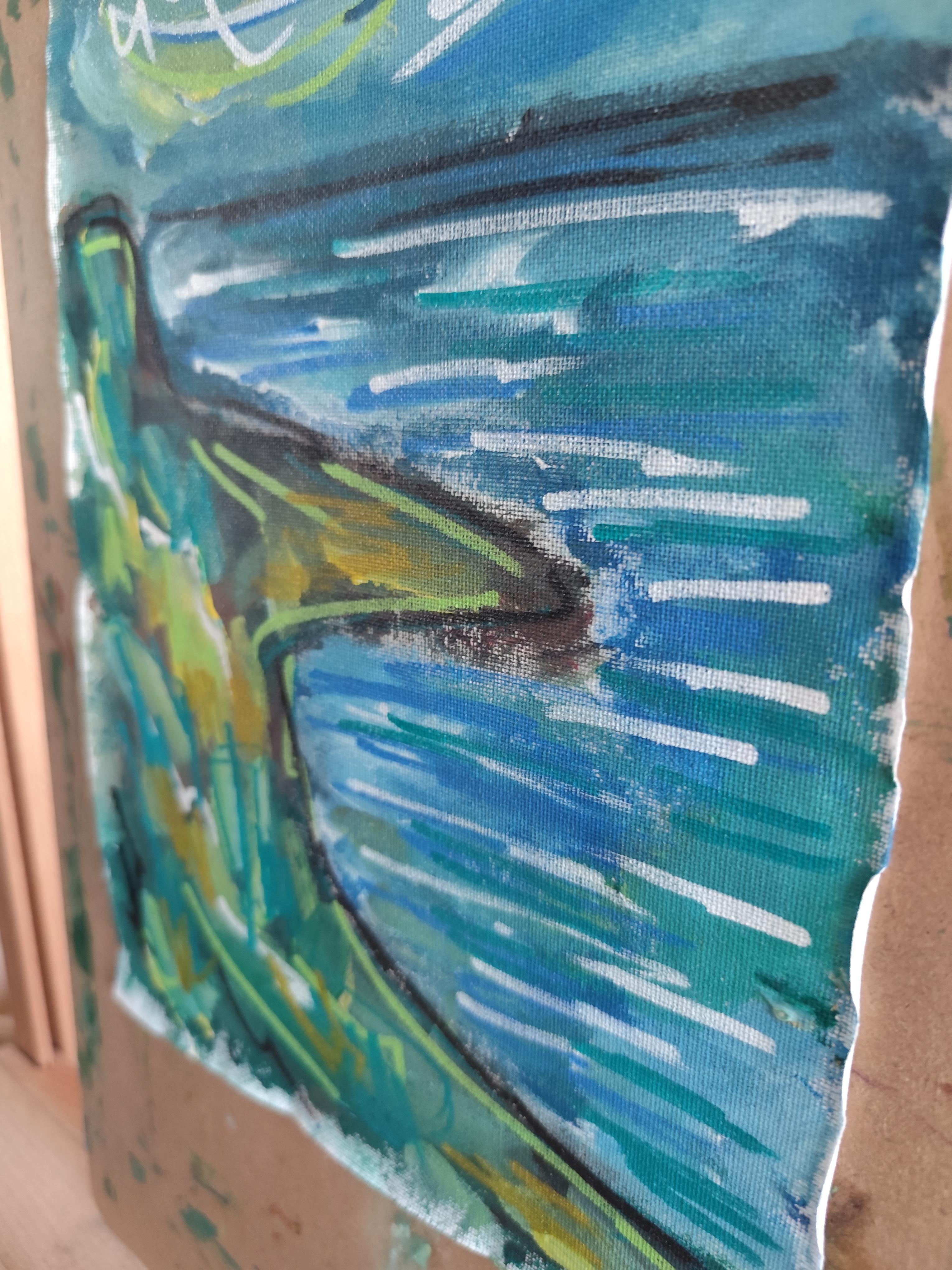 Modernes abstraktes impressionistisches Küstengemälde 