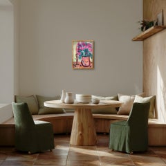 Modern abstract Impressionist still life floral painting "Candle with roses"