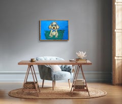 Modern large abstract animal figurative portrait of a single dog "True friend"