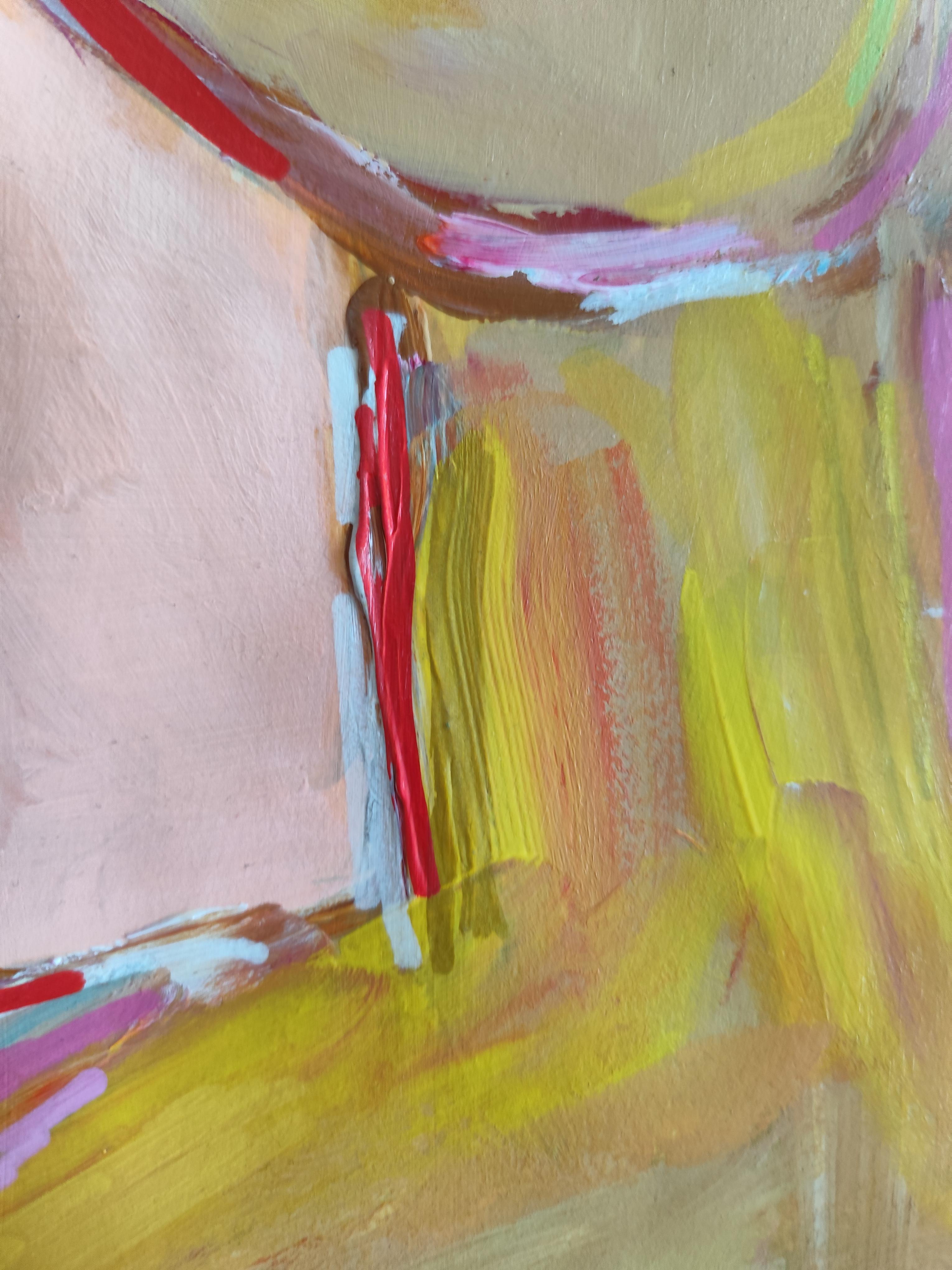 Modern large abstract figurative acrylic painting of two women 
