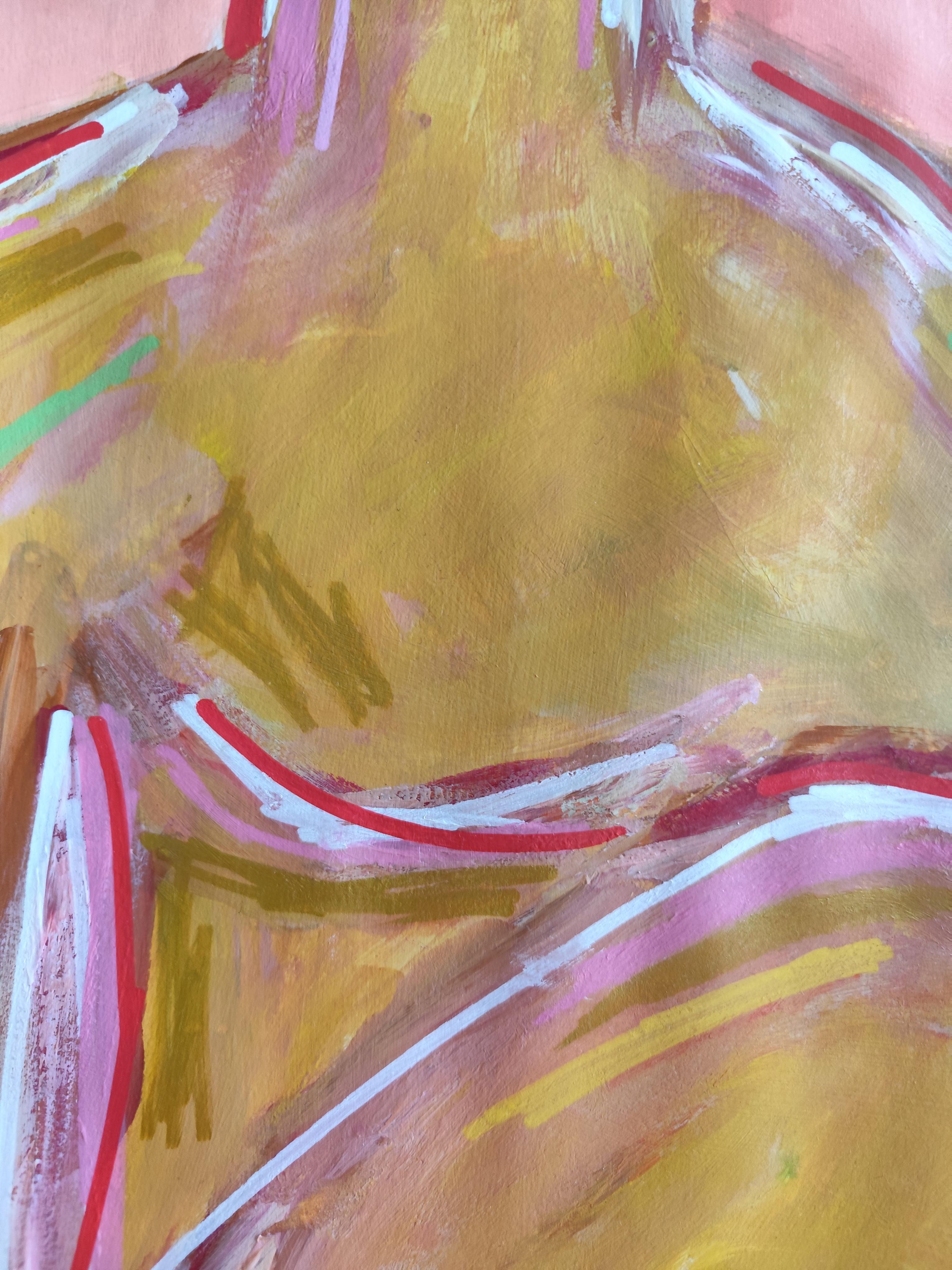 Modern large abstract figurative acrylic painting of two women 