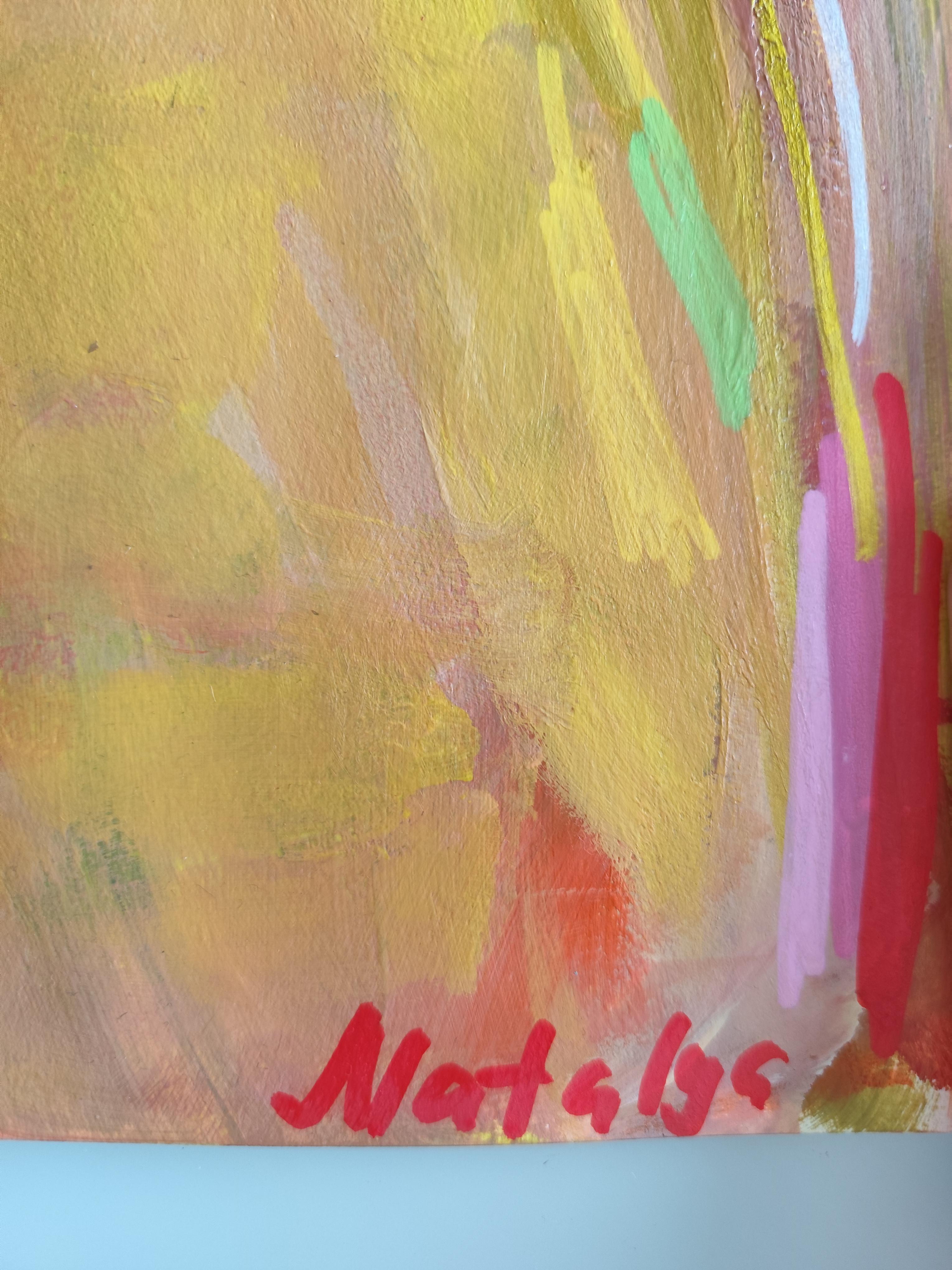 Modern large abstract figurative acrylic painting of two women 