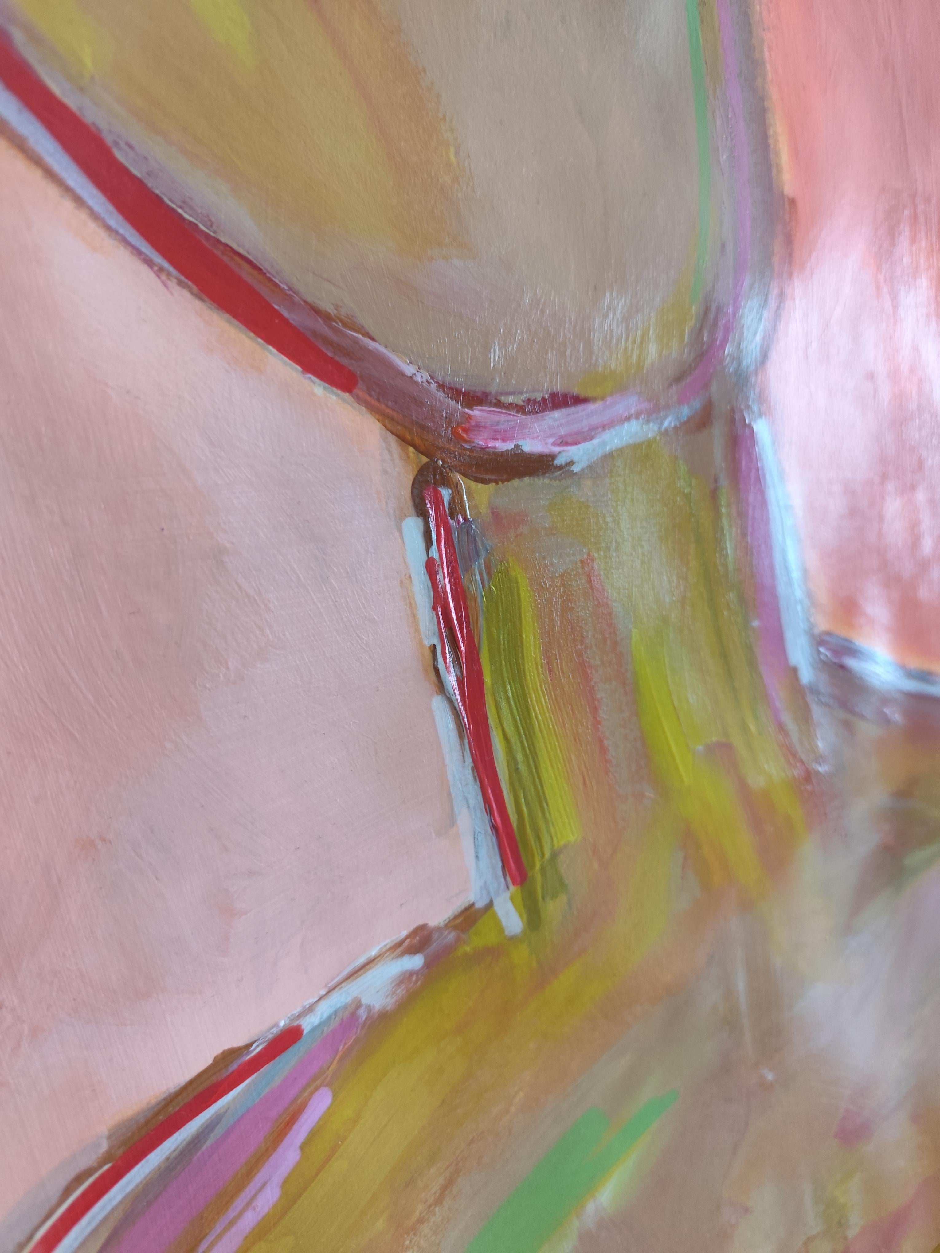 Modern large abstract figurative acrylic painting of two women 
