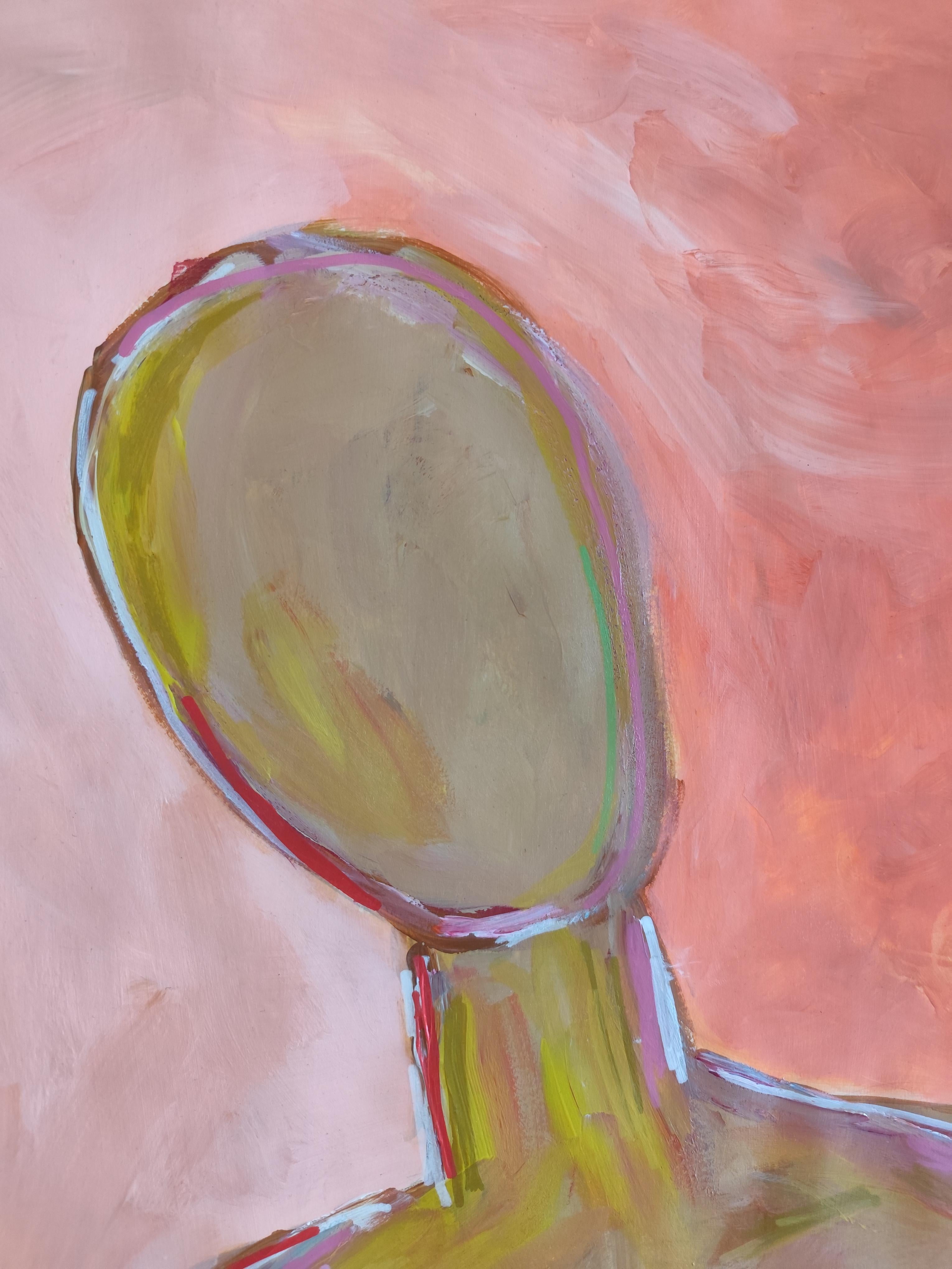 Modern large abstract figurative acrylic painting of two women 