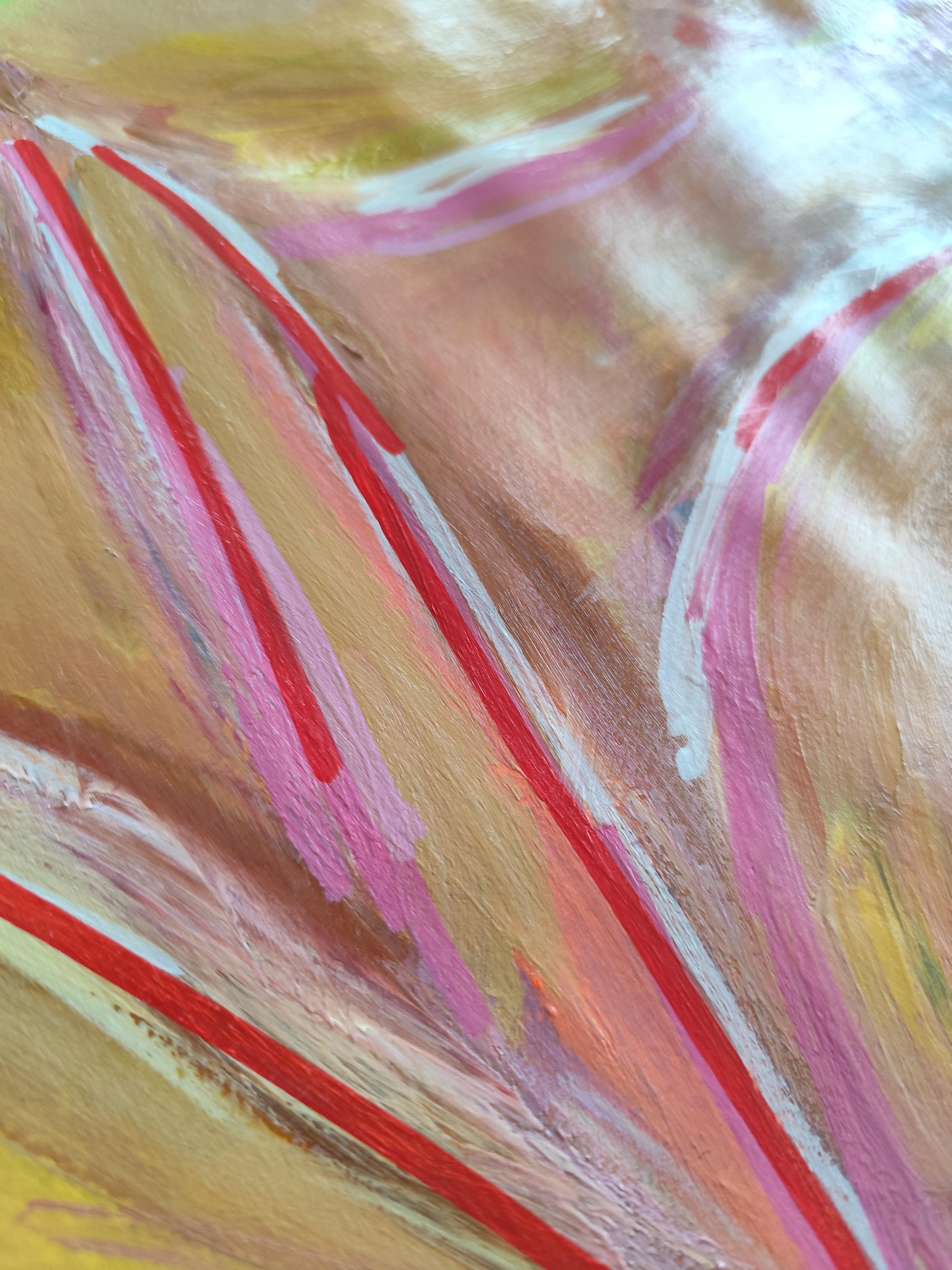 Modern large abstract figurative acrylic painting of two women 