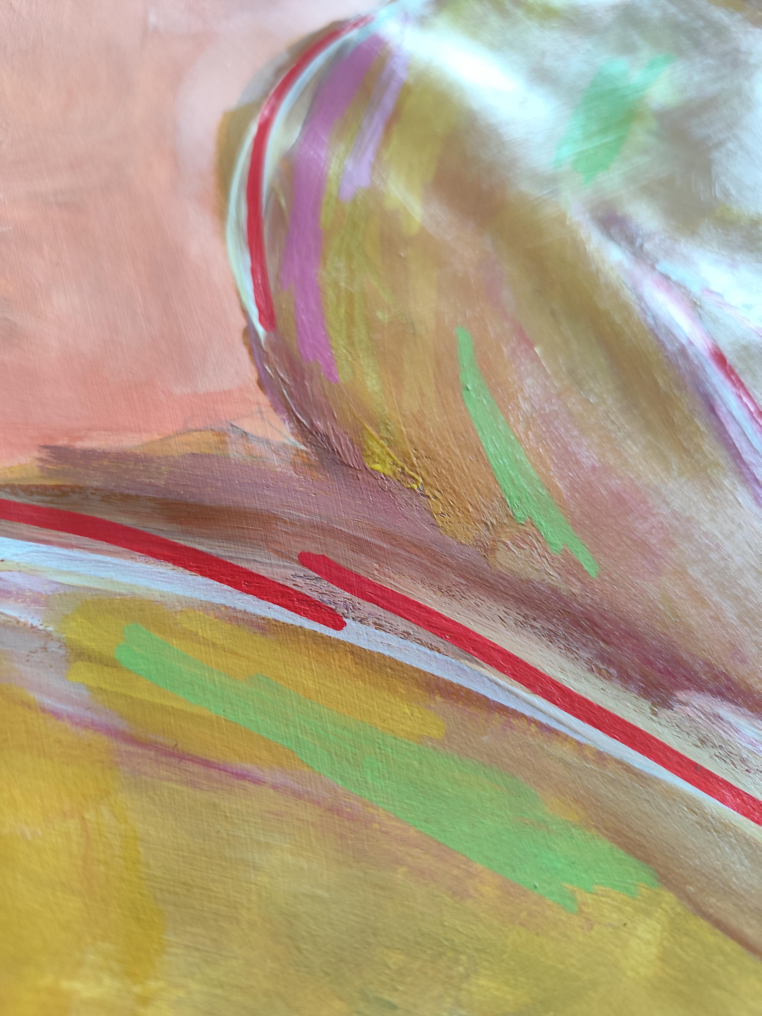 Modern large abstract figurative acrylic painting of two women 
