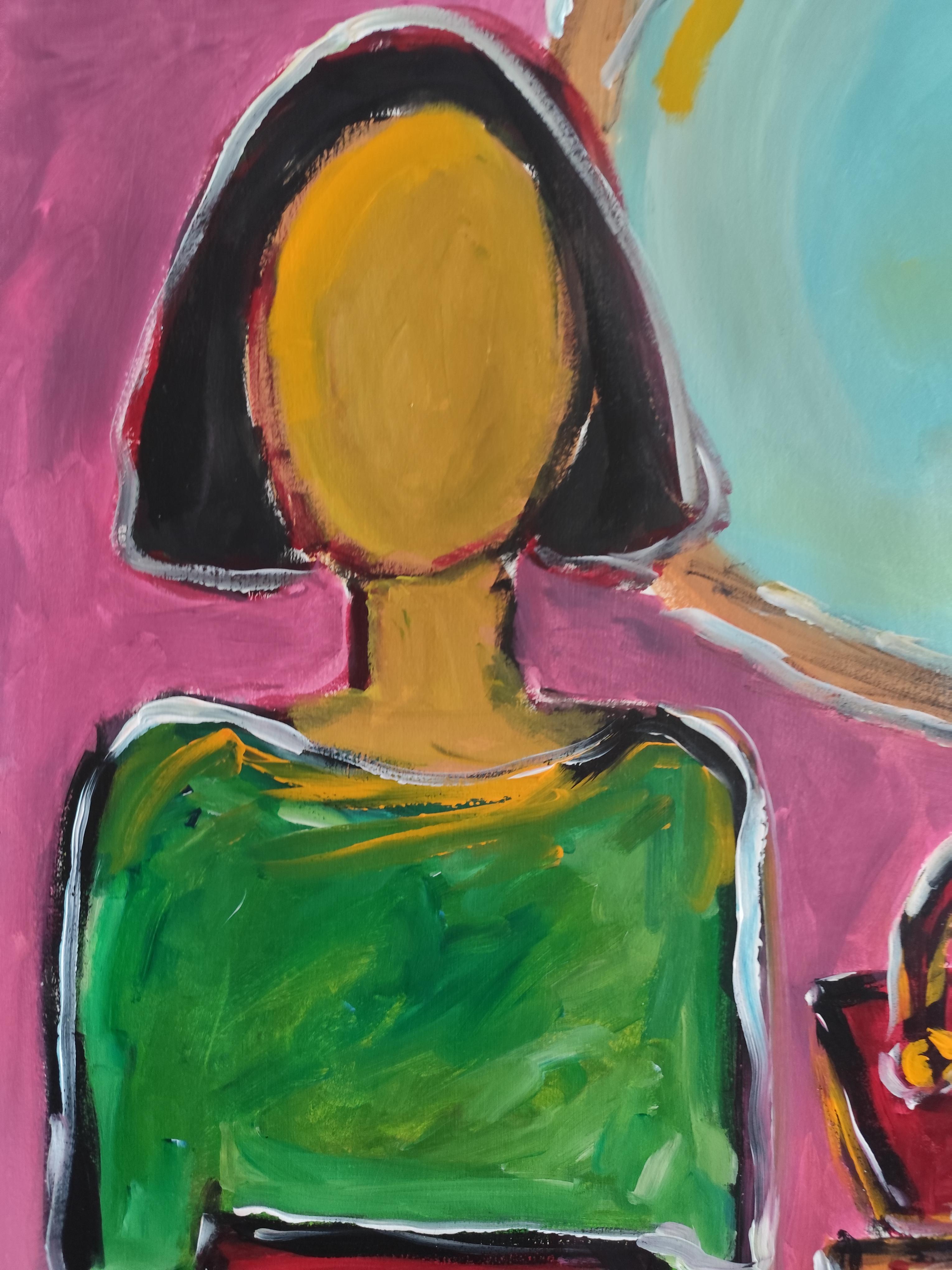 Figuratif abstrait moderne de grande taille  peinture de femme 