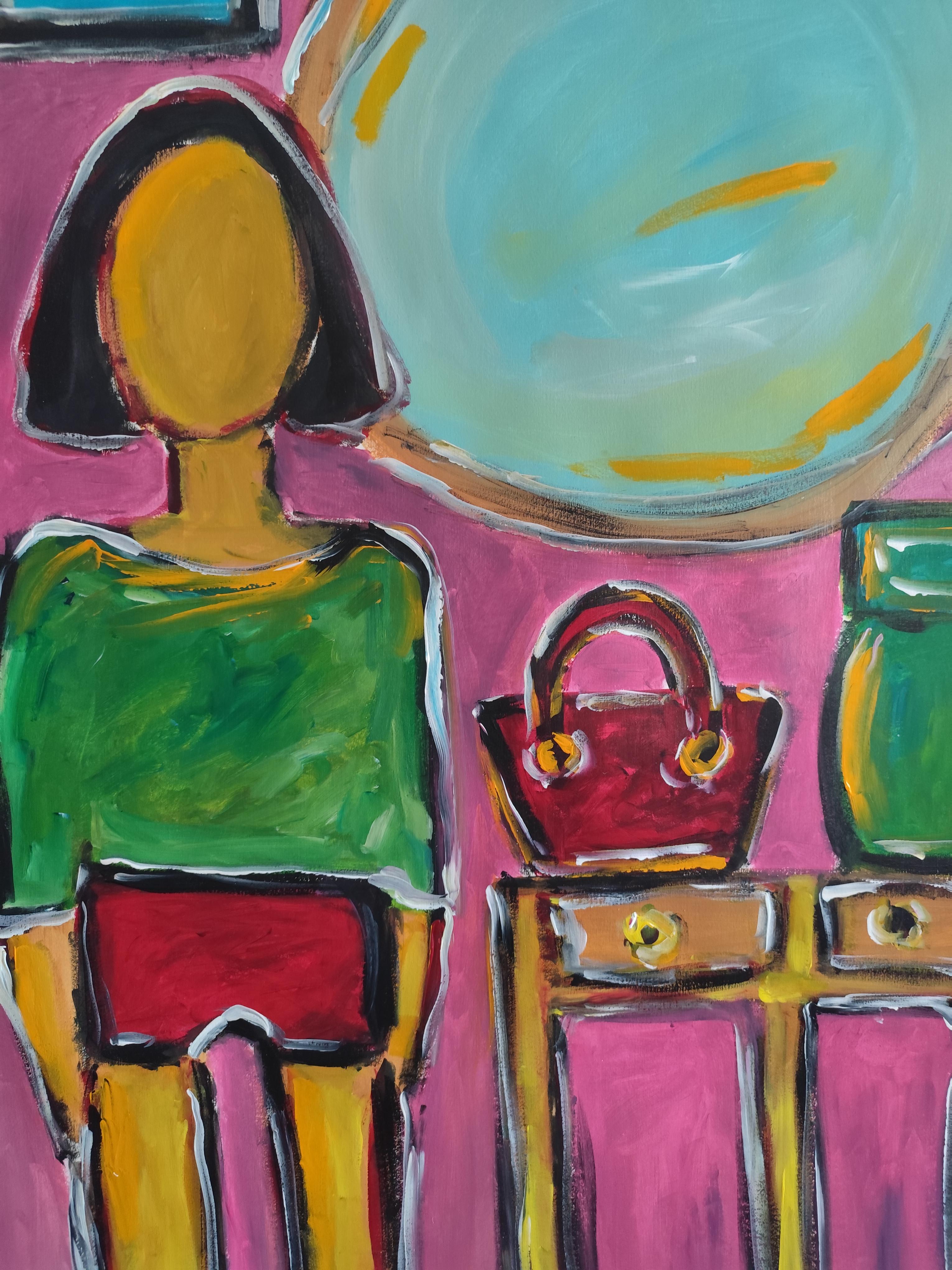 Figuratif abstrait moderne de grande taille  peinture de femme 