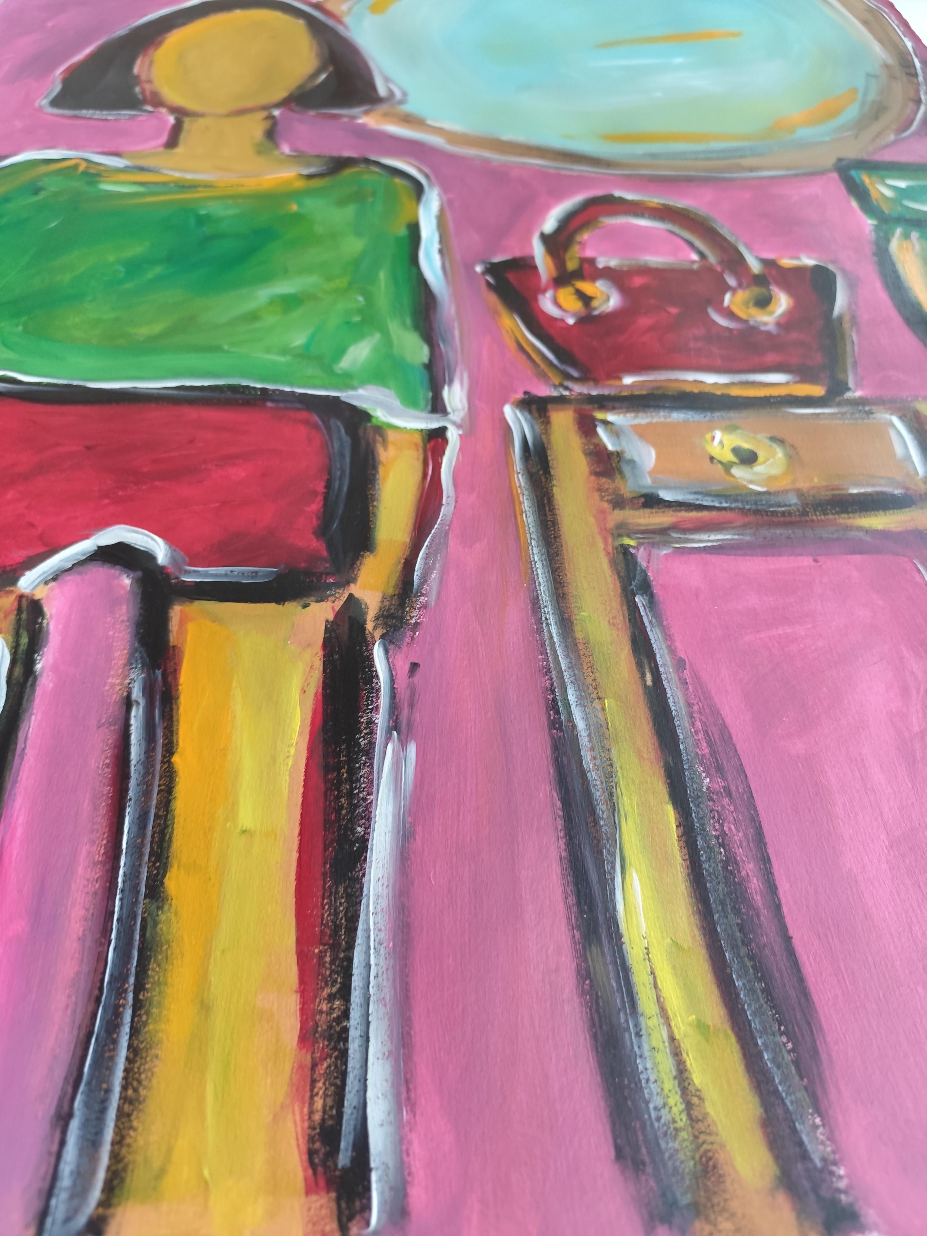 Figuratif abstrait moderne de grande taille  peinture de femme 