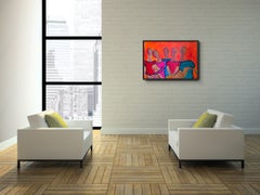 Modern large abstract  figurative portrait of five women "Collective spirit"