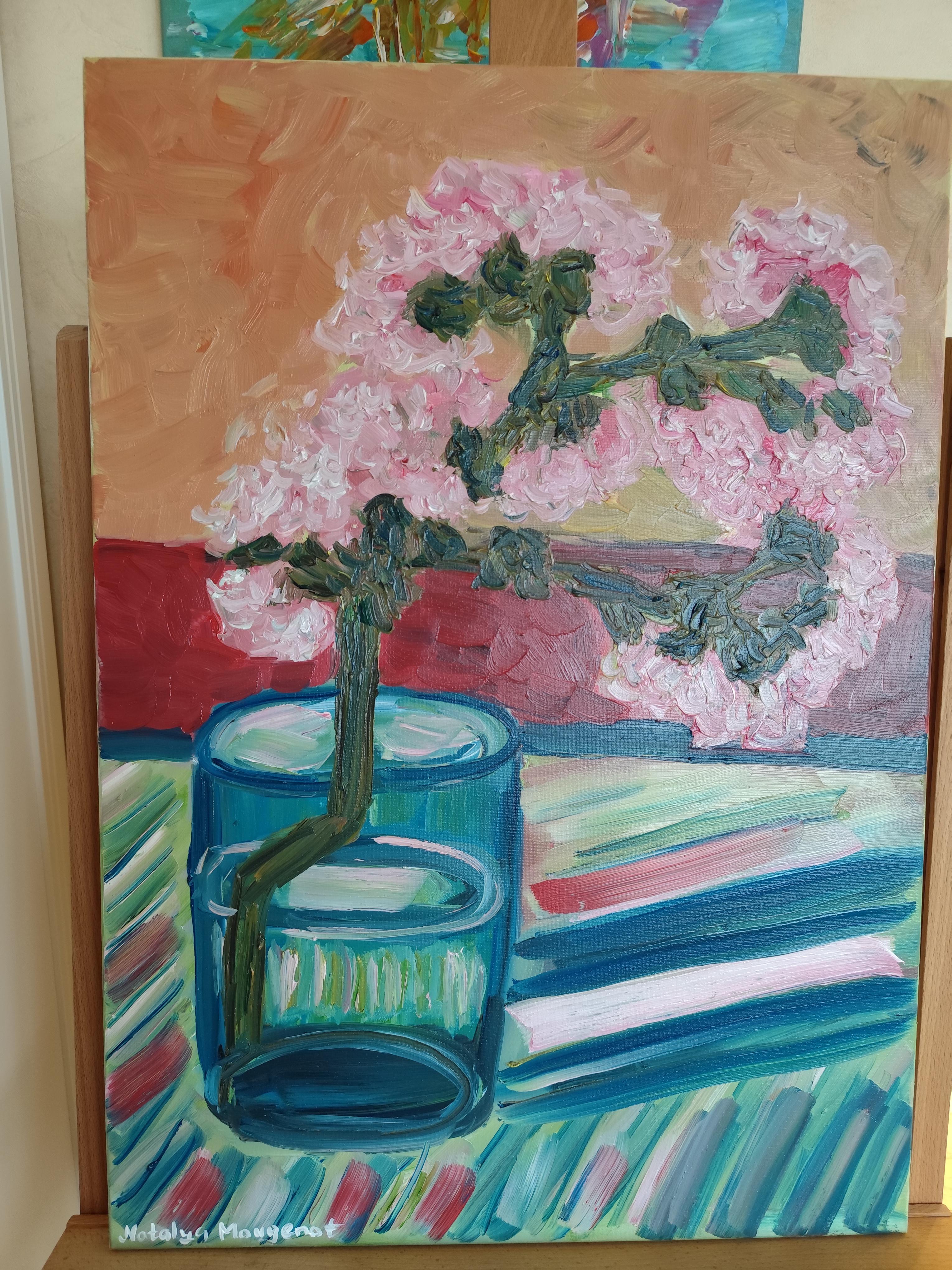 Quadro ad olio impressionista contemporaneo di fiori di mandorlo di ispirazione Van Gogh in vendita 5