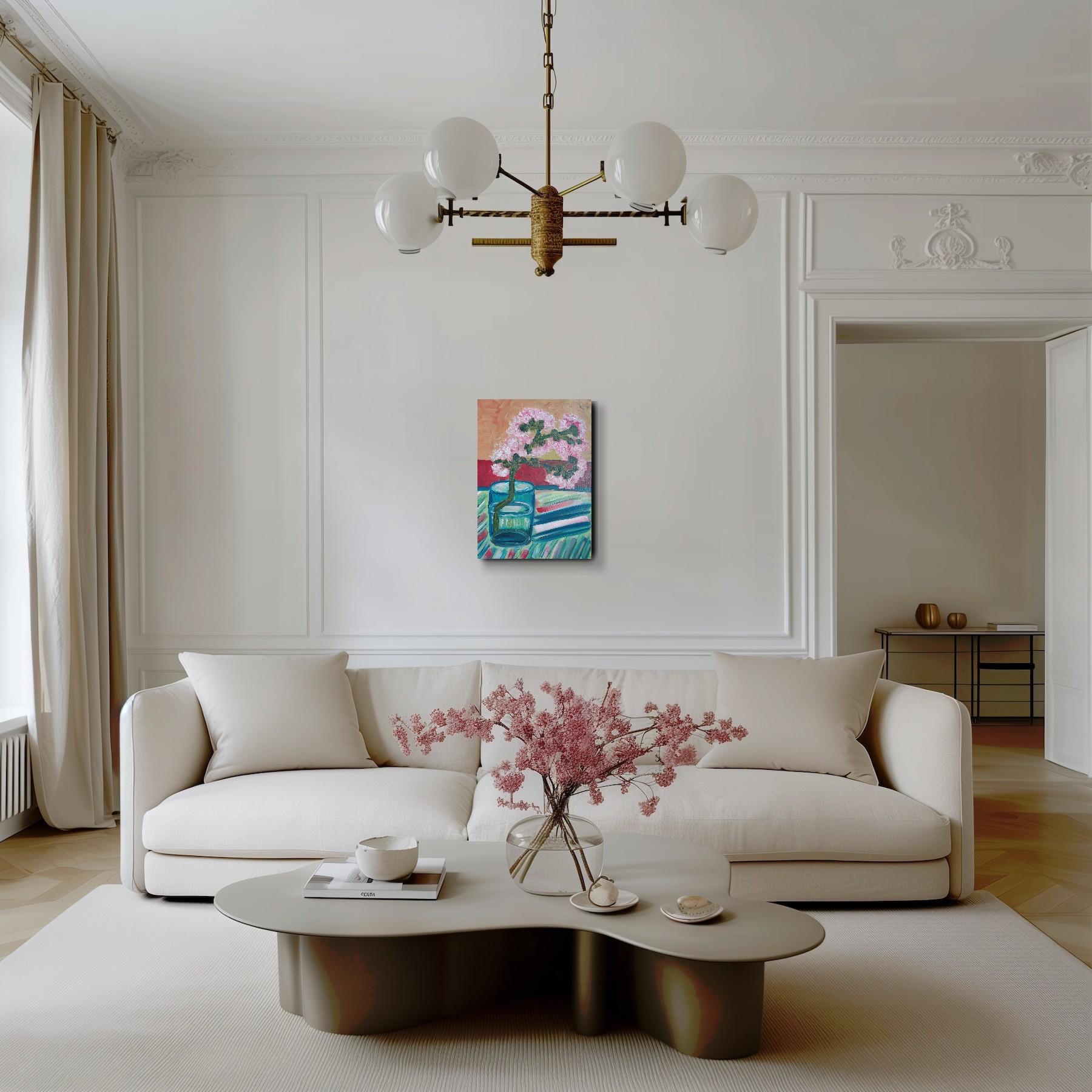 Questo quadro impressionista contemporaneo con un tocco di espressionismo e brut art, con fiori di mandorlo in fiore, è stato creato dall'artista francese Natalya Mougenot, che trae ispirazione dalla sua profonda ammirazione per Vincent Van Gogh. My