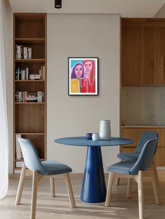 „Near together“ – AM Contemporary figuratives Acrylgemälde, Porträt einer Frau auf Papier