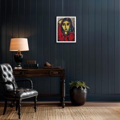 "Offene Flamme" Zeitgenössisches figuratives Frauenporträt Acrylmalerei auf Papier