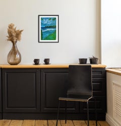 "Escapada tranquila a la playa" ( paisaje costero naturaleza pintura acrílica sobre papel)