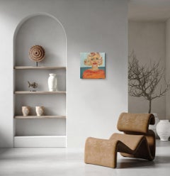 Peinture à l'huile contemporaine de portrait figuratif of a blond woman on toile