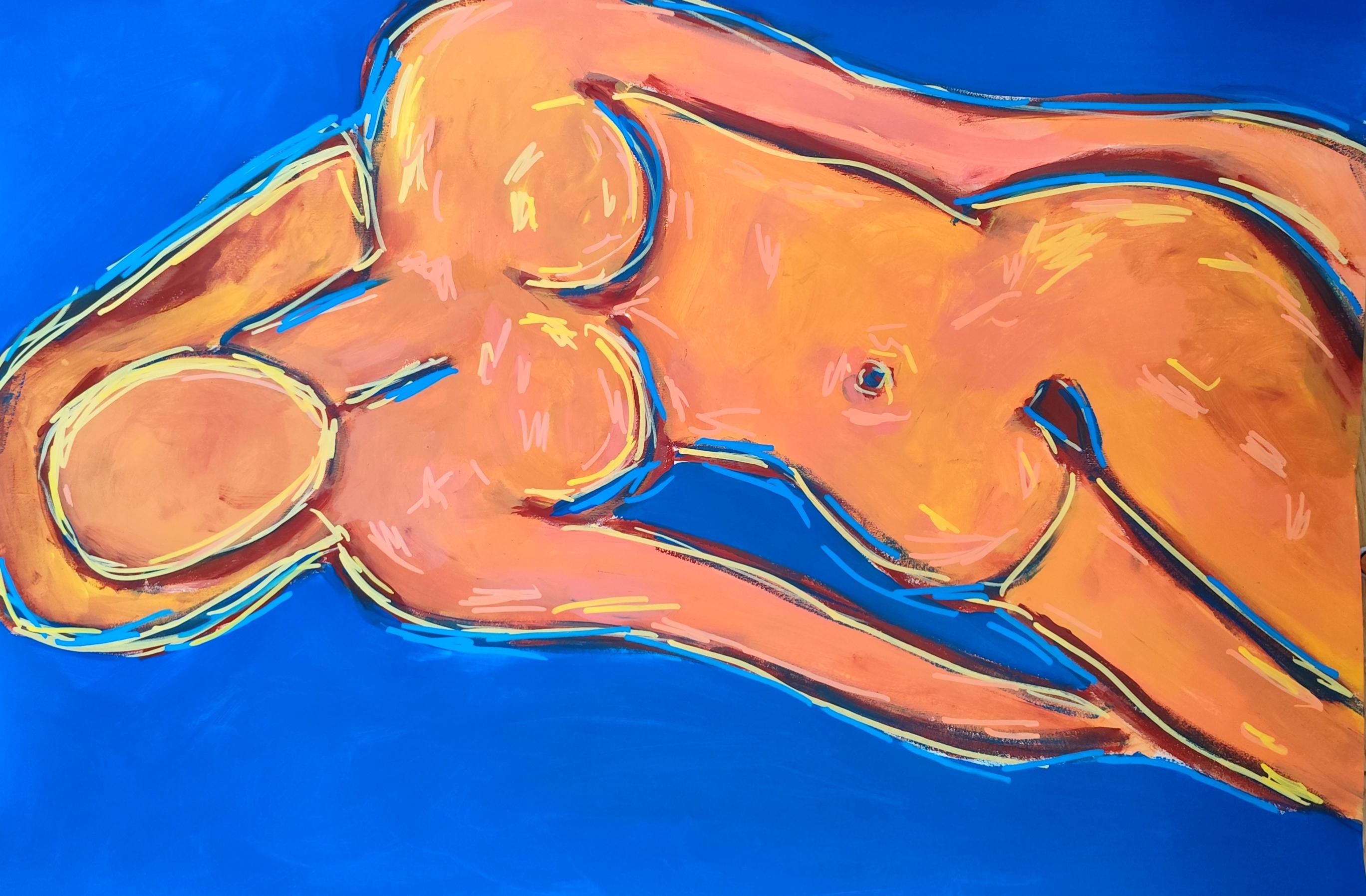 "Resting Venus" Large-format woman's portrait painting inspired by Henri Matisse