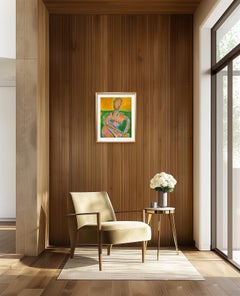 "Serene woman" Contemporary figurative nude woman acrylic painting on paper