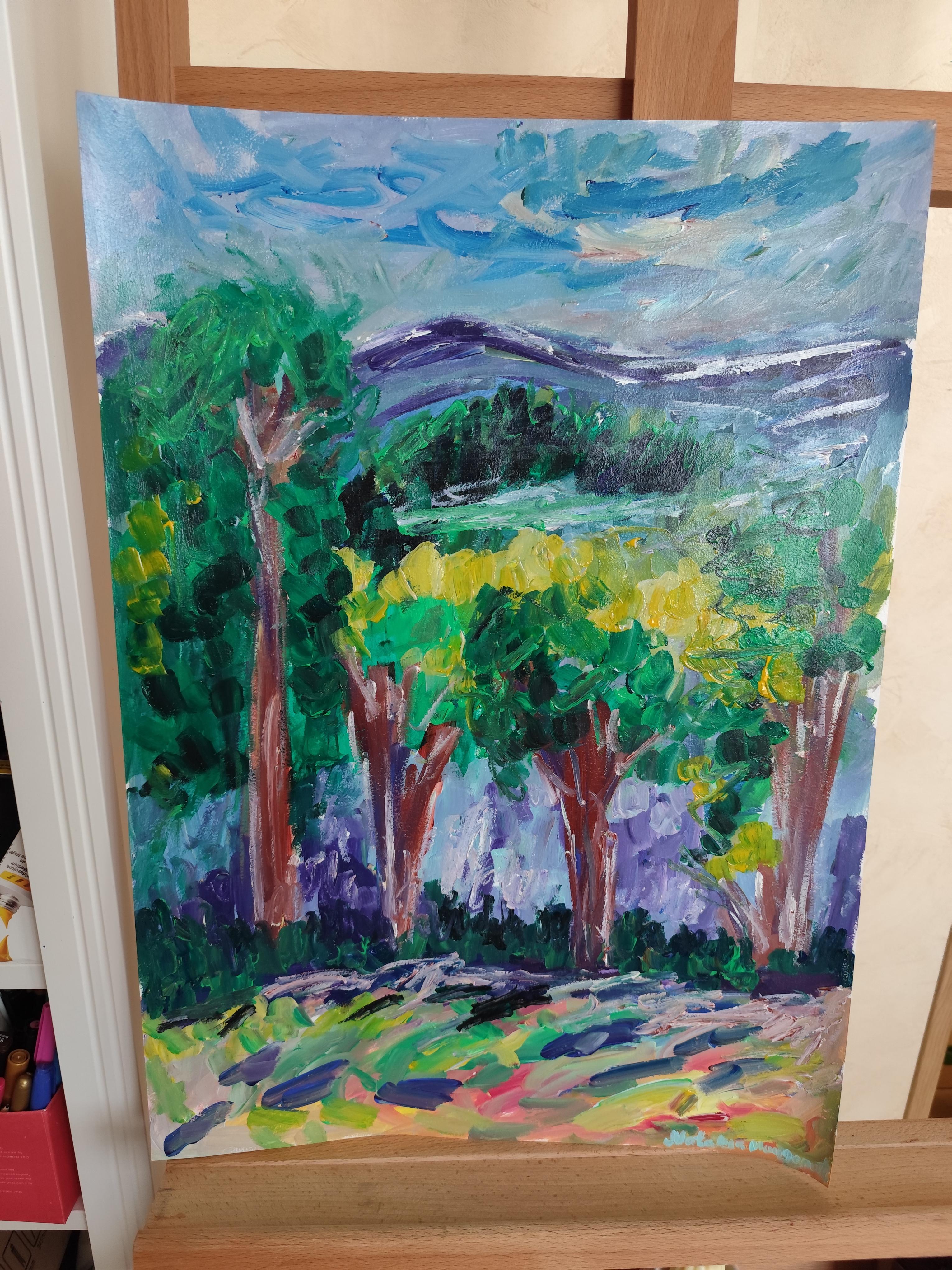 Acrilico astratto impressionista su carta 