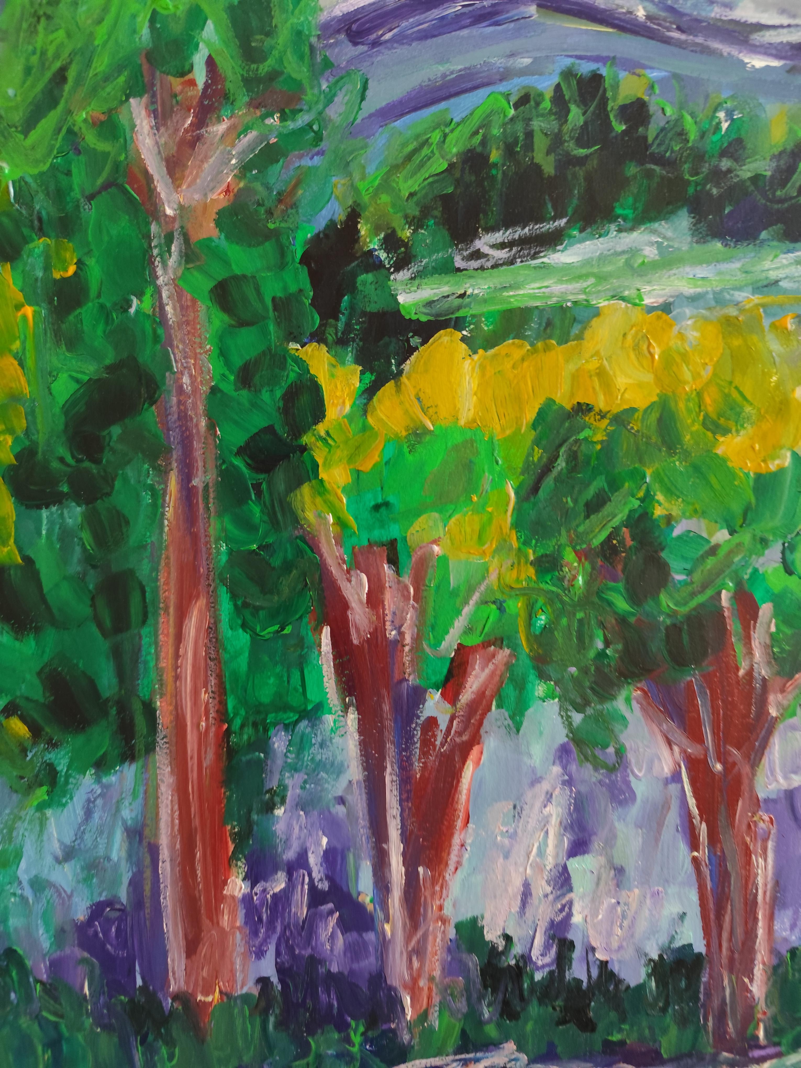 Acrilico astratto impressionista su carta 