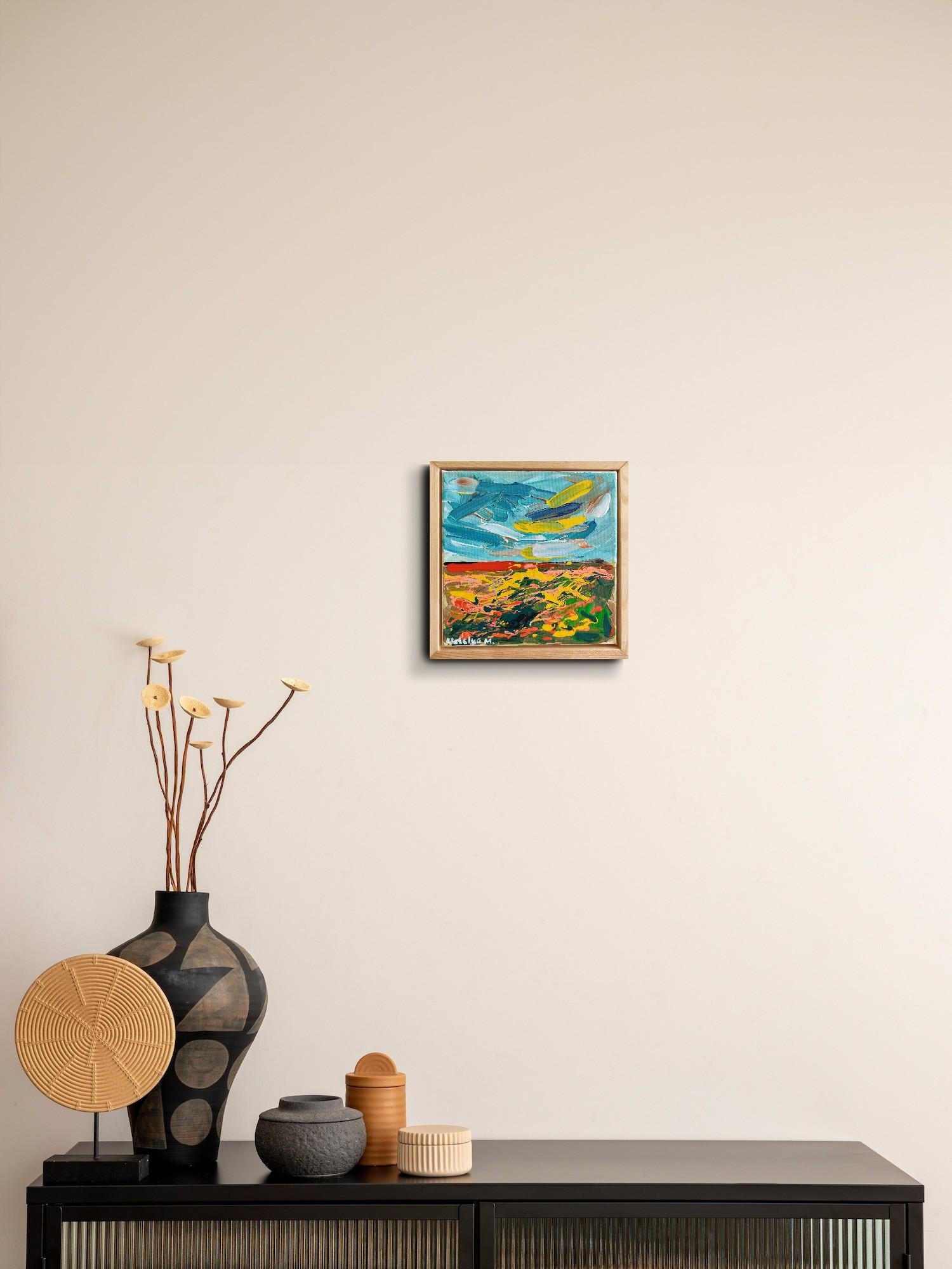 Este expresivo cuadro abstracto contemporáneo sobre la naturaleza, creado por la artista francesa Natalya Mougenot, rebosa color y emoción. 