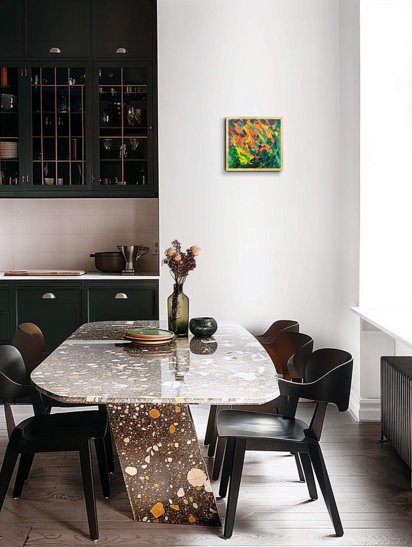 Questo quadro astratto contemporaneo di natura espressiva, creato dall'artista francese Natalya Mougenot, esplode di colori ed emozioni. Intitolato 