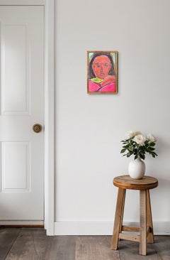 « Présence douce » : portrait figuratif contemporain de femme, peinture acrylique sur papier