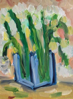 "Spring Burst" Zeitgenössisches Ölgemälde mit Blumenimpression auf Karton