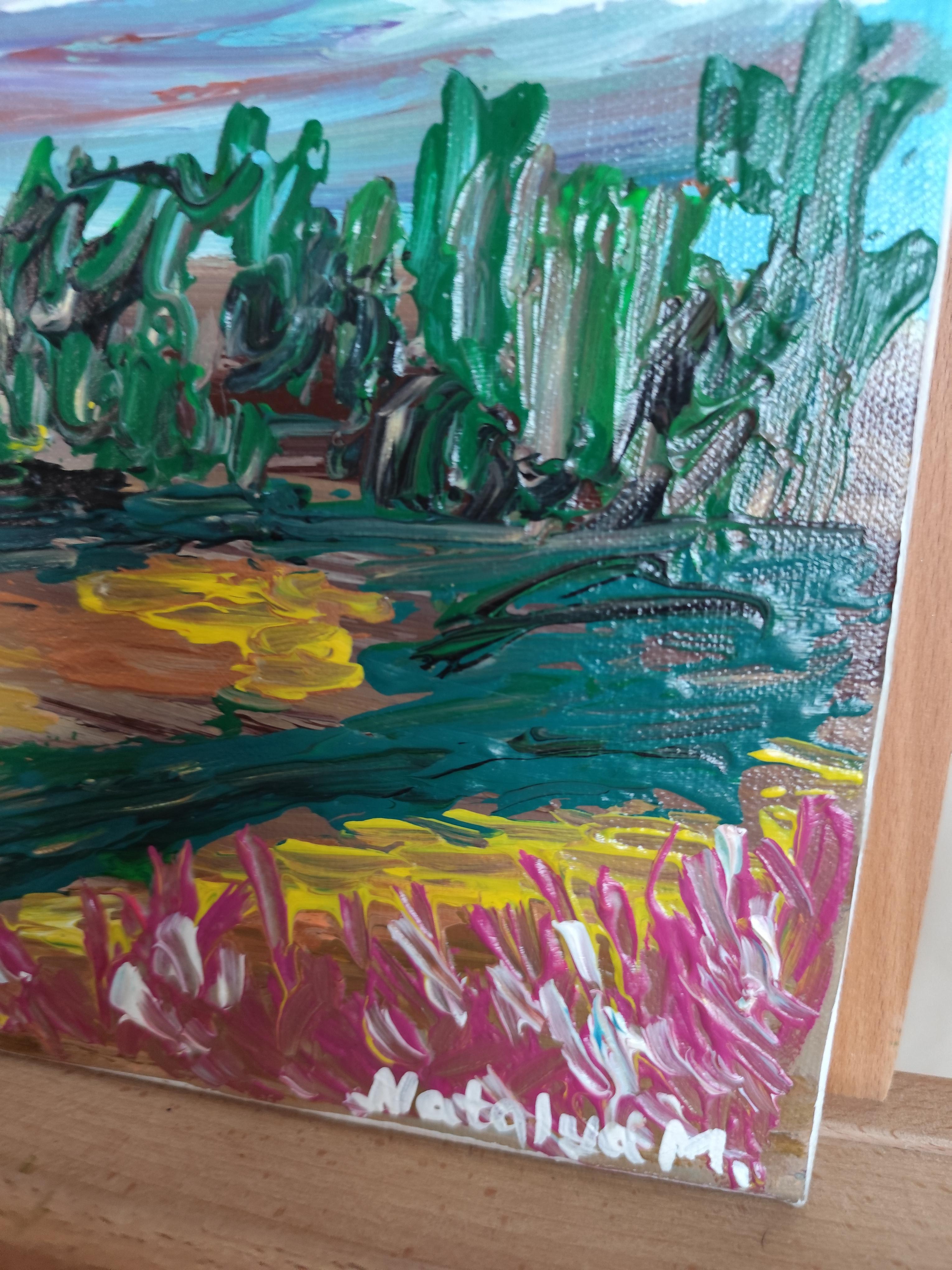 Lienzo impresionista abstracto expresivo vívido de pintura de naturaleza 