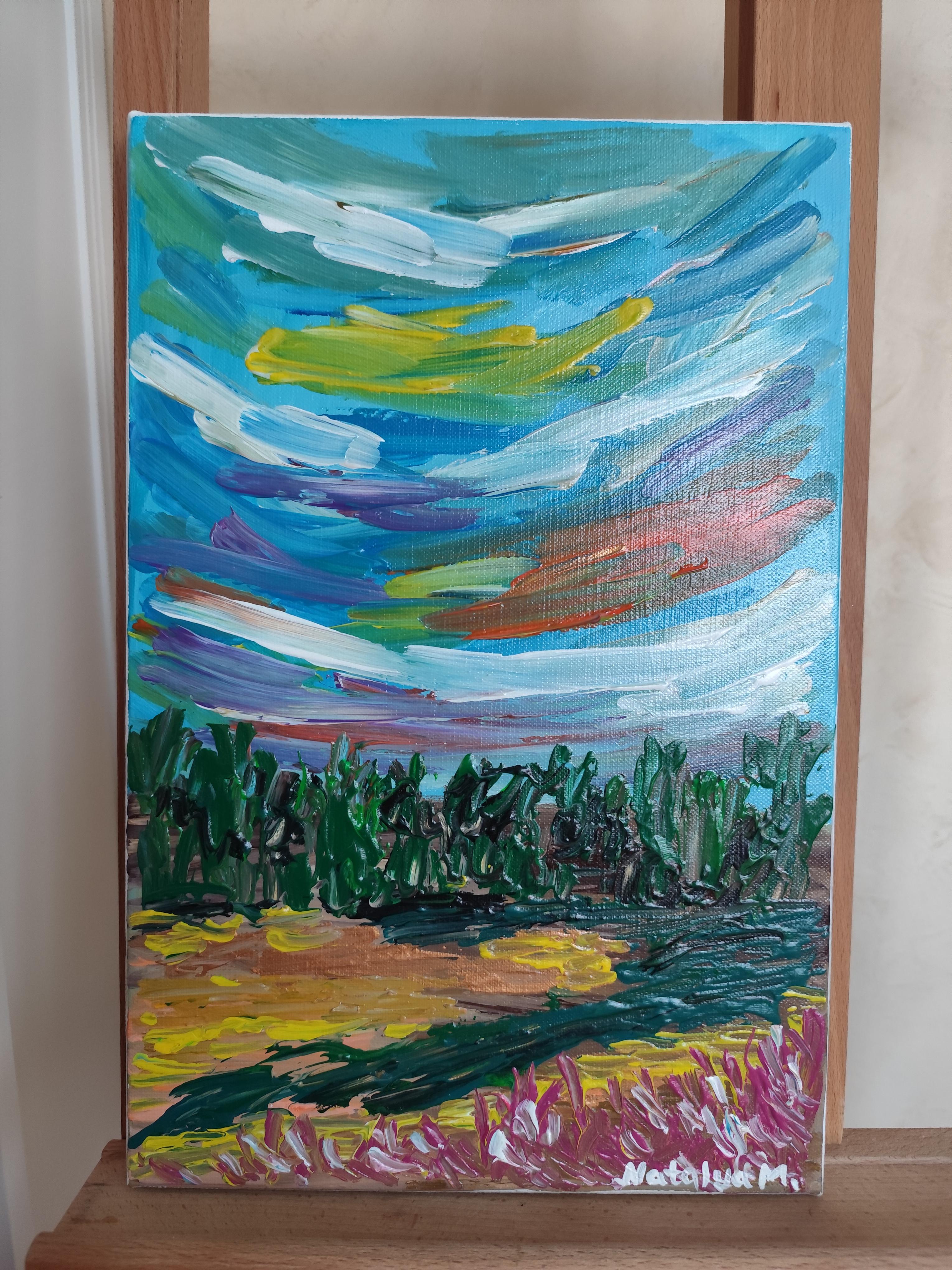 Lienzo impresionista abstracto expresivo vívido de pintura de naturaleza 