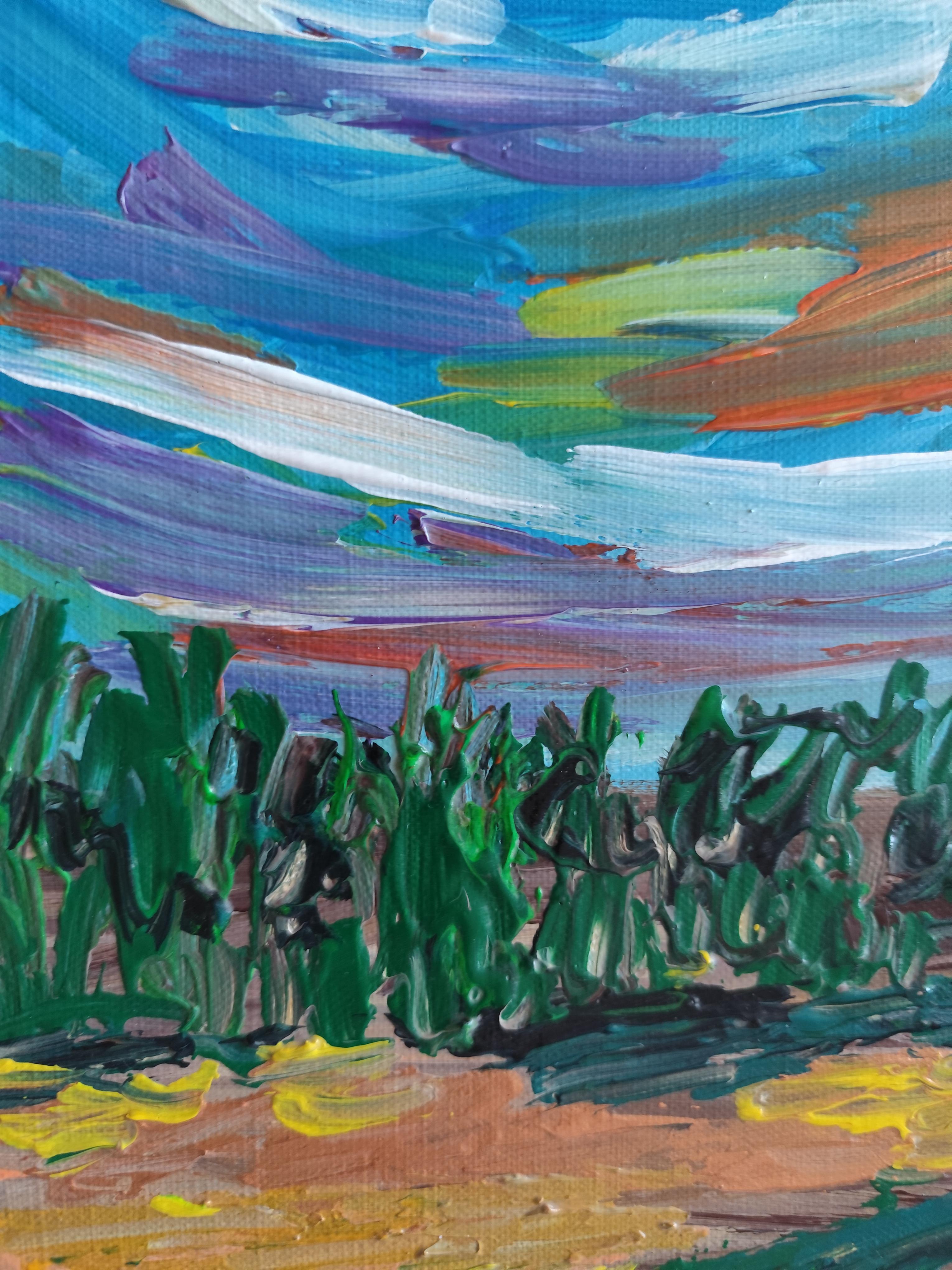 Lienzo impresionista abstracto expresivo vívido de pintura de naturaleza 