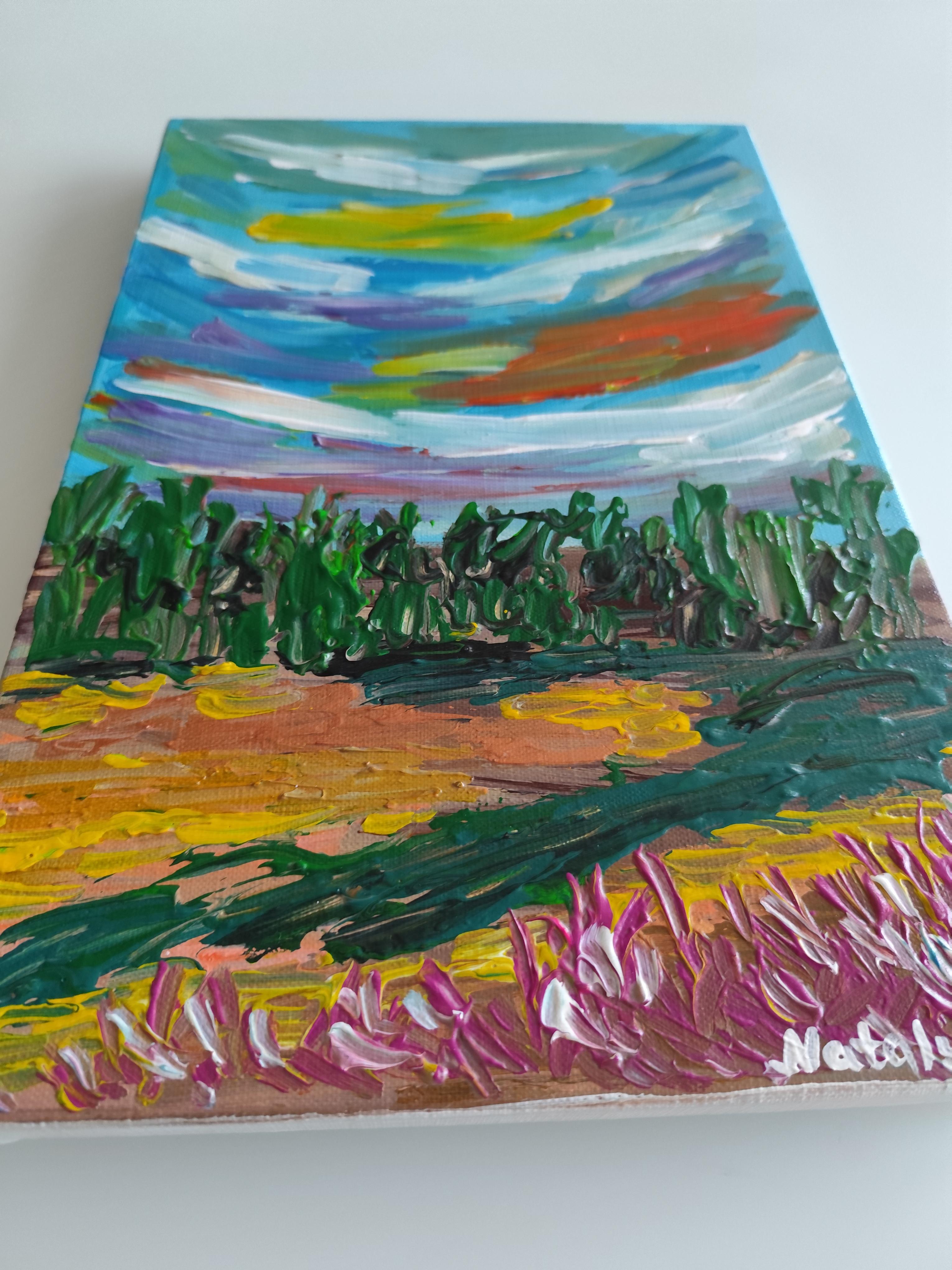 Lienzo impresionista abstracto expresivo vívido de pintura de naturaleza 