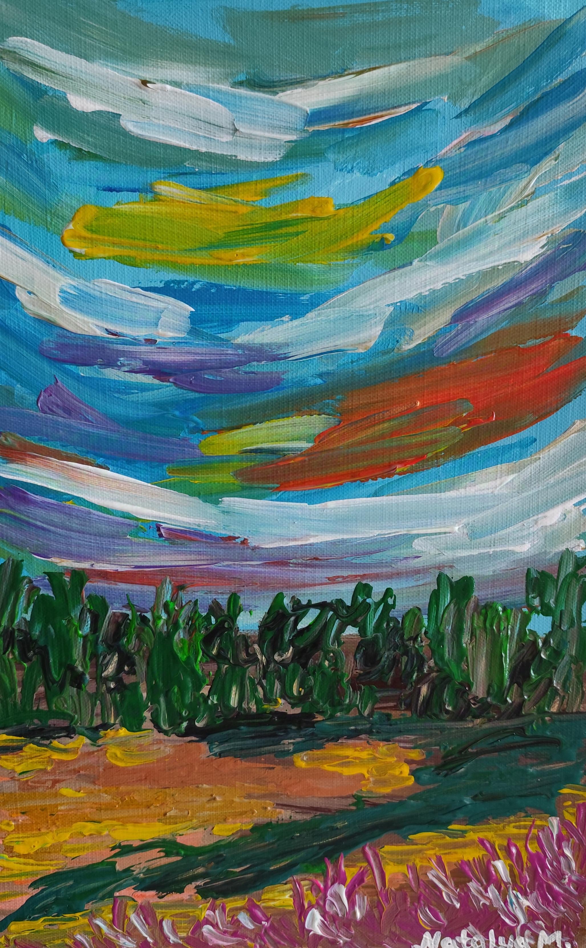 Lienzo impresionista abstracto expresivo vívido de pintura de naturaleza 