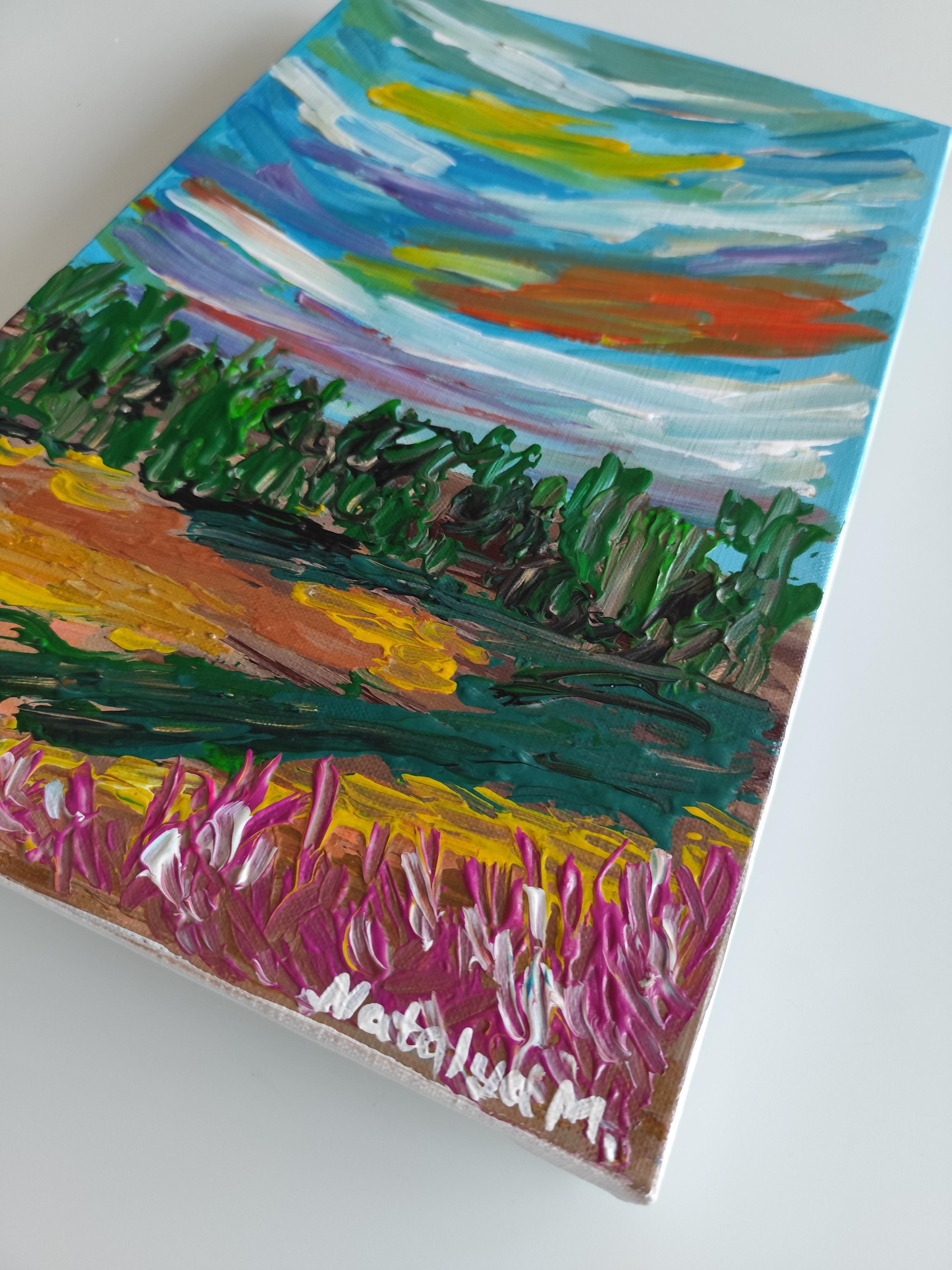 Lienzo impresionista abstracto expresivo vívido de pintura de naturaleza 