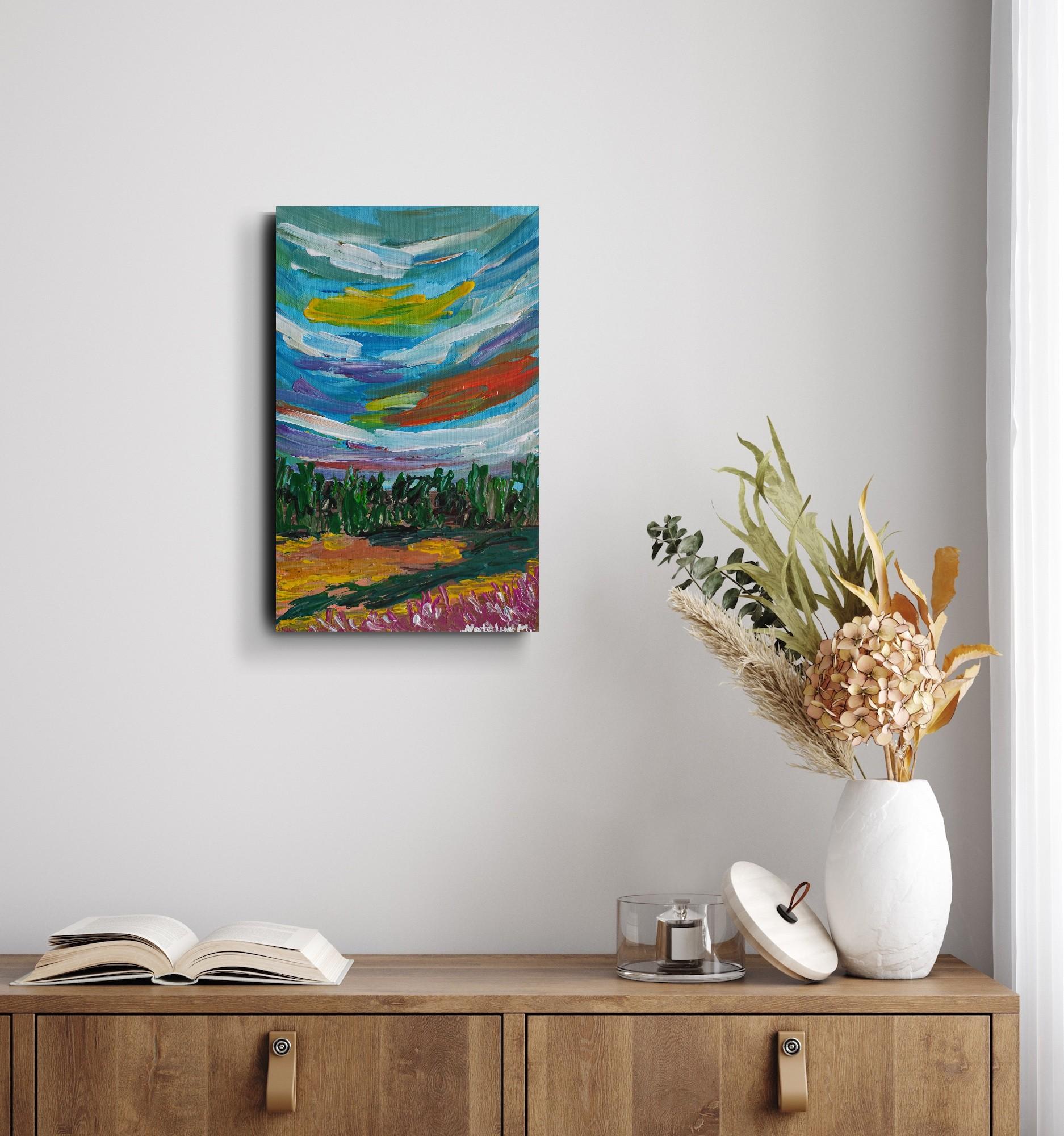Lienzo impresionista abstracto expresivo vívido de pintura de naturaleza 
